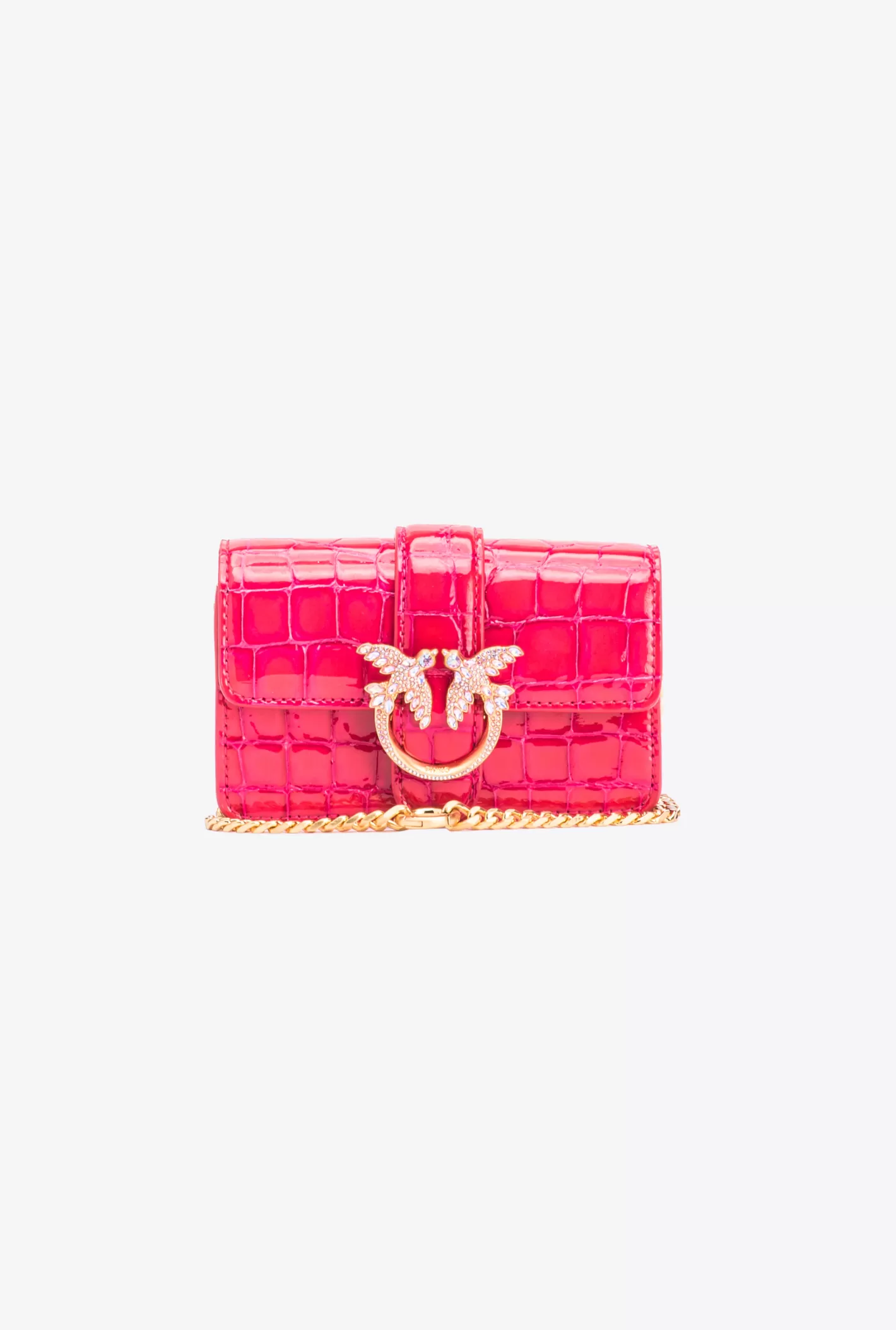 Pinko Micro Love Bag One cocco lucido Galleria PINK PINKO-BRUSHED GOLD Store