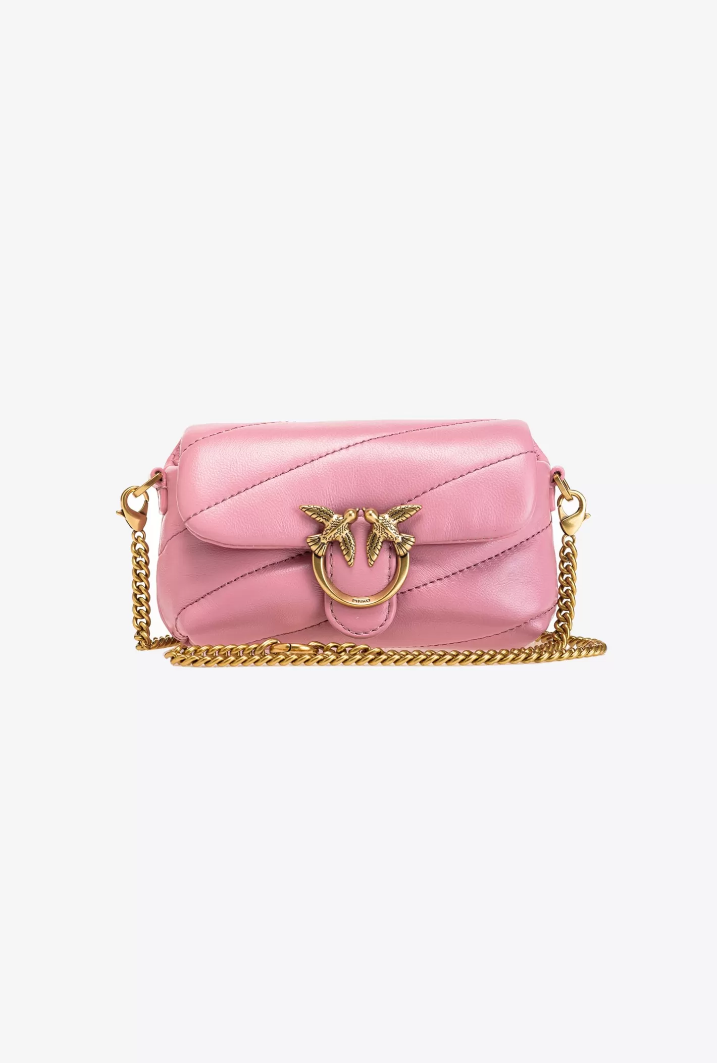 Pinko Micro Love Bag Puff Maxi Quilt ROSA ROSSORE-ANTIQUE GOLD Outlet