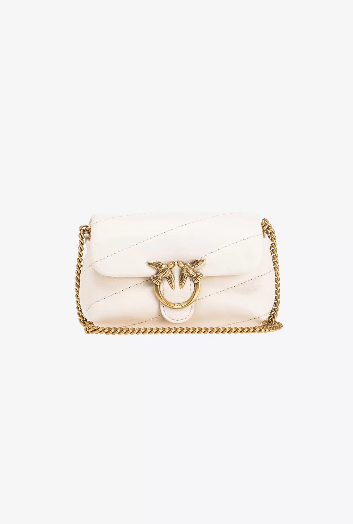 Pinko Micro Love Bag Puff Maxi Quilt BIANCO+BANCO-ANTIQUE GOLD Hot