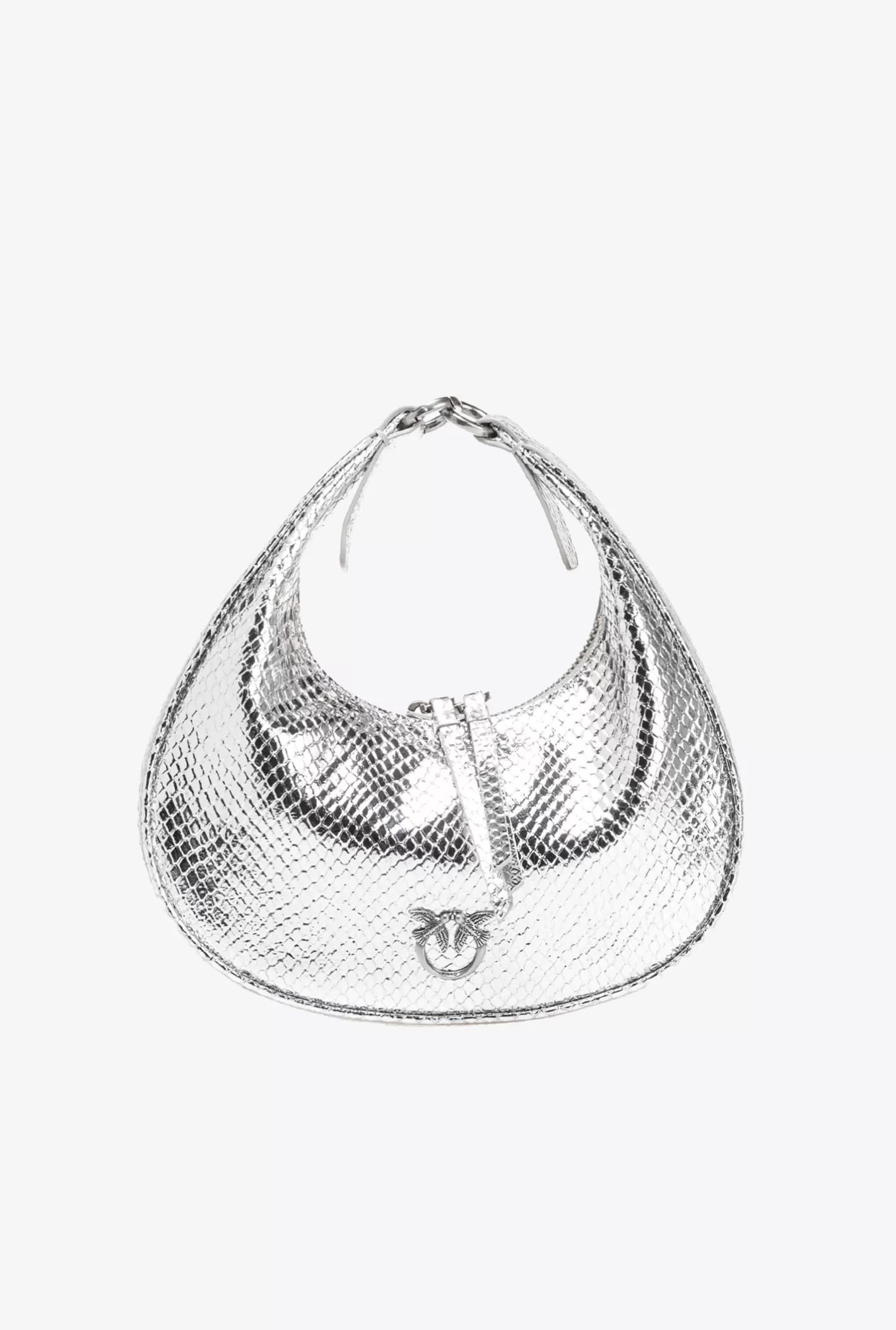 Pinko Mini Brioche Bag Hobo ARGENTO-OLD SILVER New