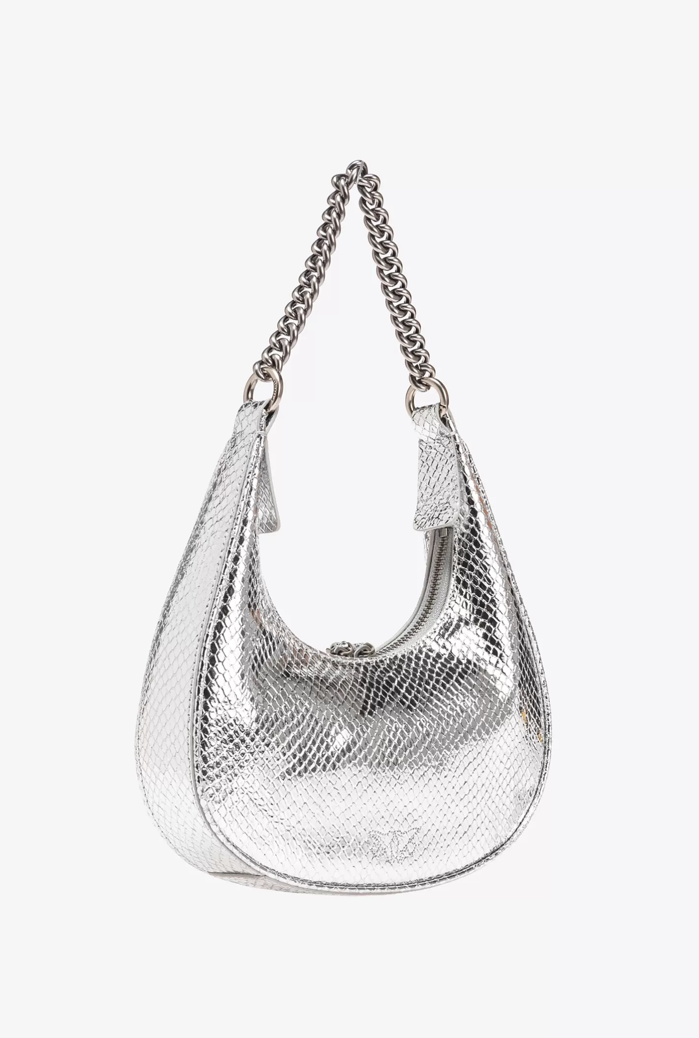 Pinko Mini Brioche Bag Hobo ARGENTO-OLD SILVER New