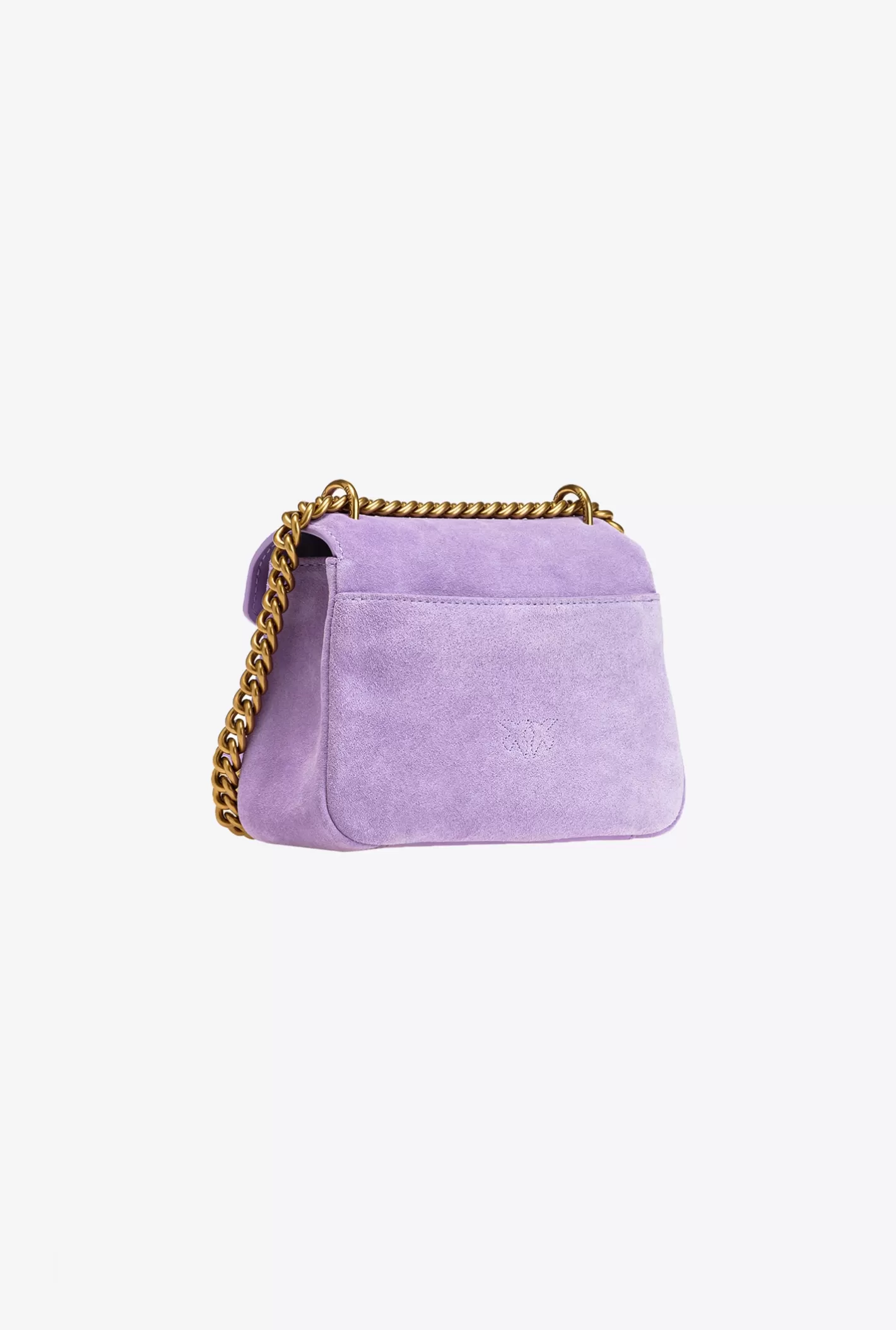 Pinko Mini Cupido Bag Messenger in suede TULIPANO VIOLA-ANTQUE GOLD Shop