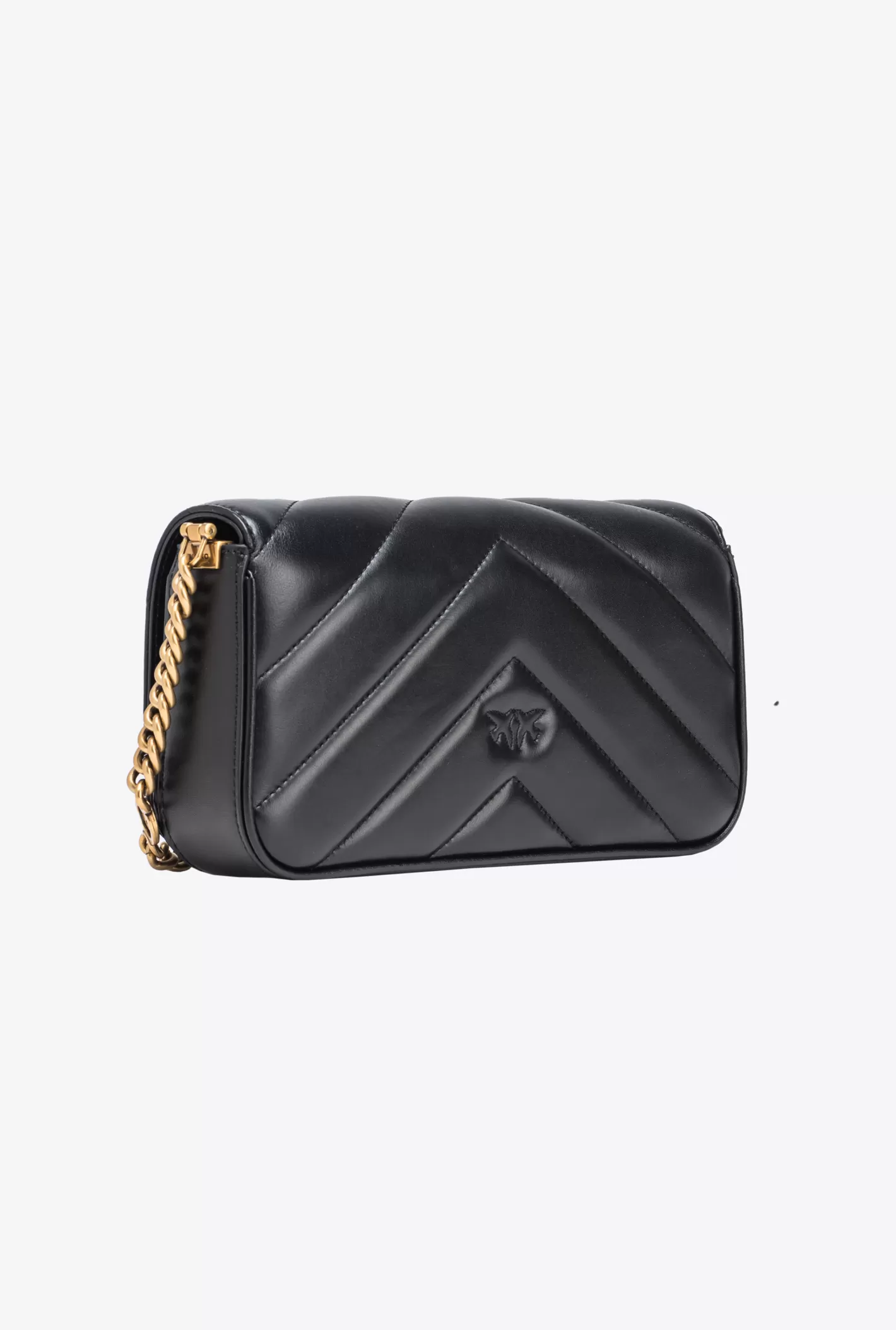 Pinko Mini Love Bag Click Baguette Big Chevron NERO-ANTIQUE GOLD New