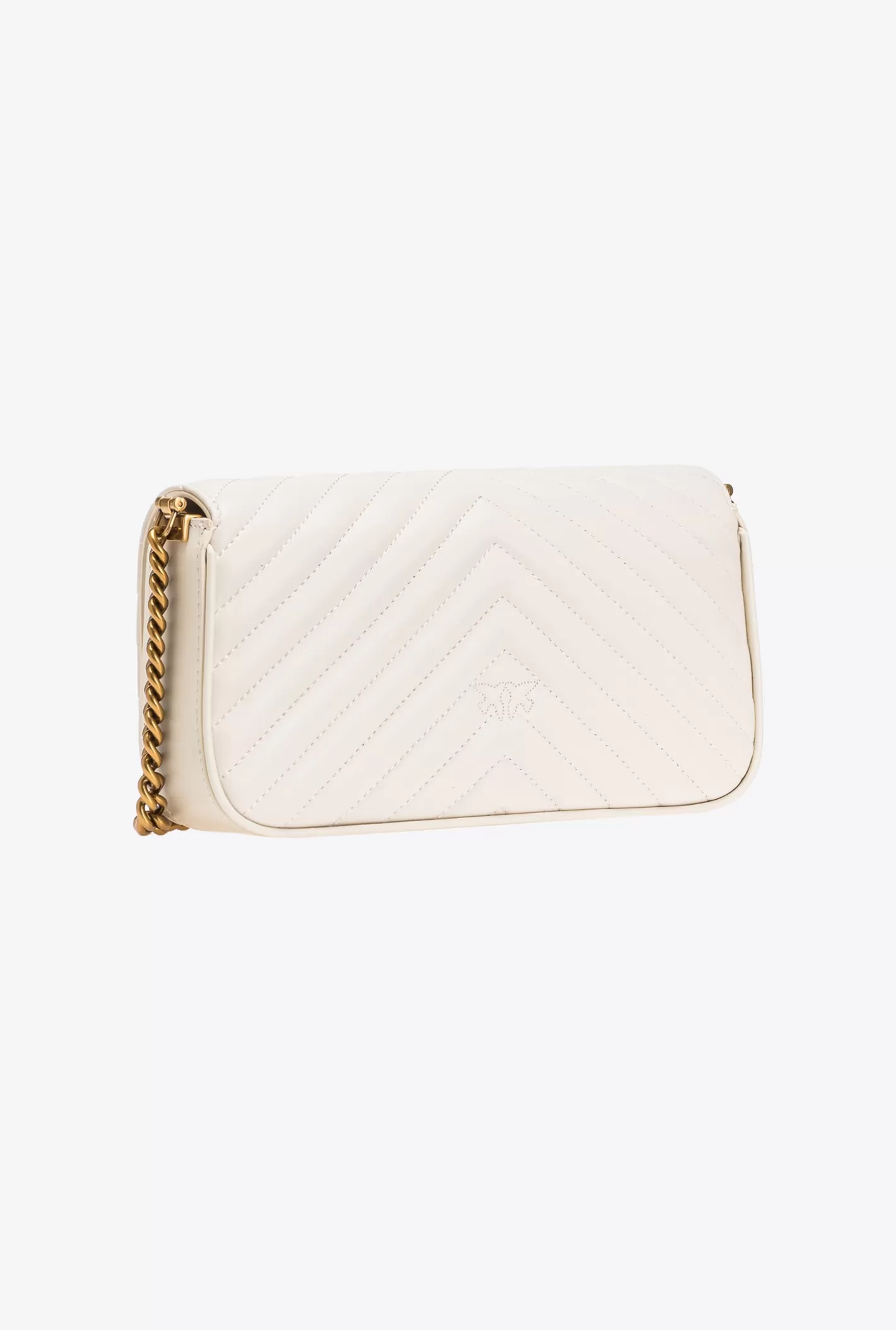 Pinko Mini Love Bag Click Baguette Chevron BIANCO+BANCO-ANTIQUE GOLD New