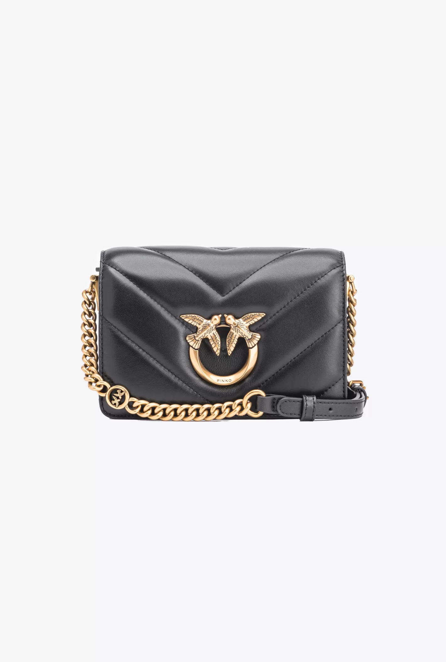 Pinko Mini Love Bag Click Big Chevron NERO-ANTIQUE GOLD Best