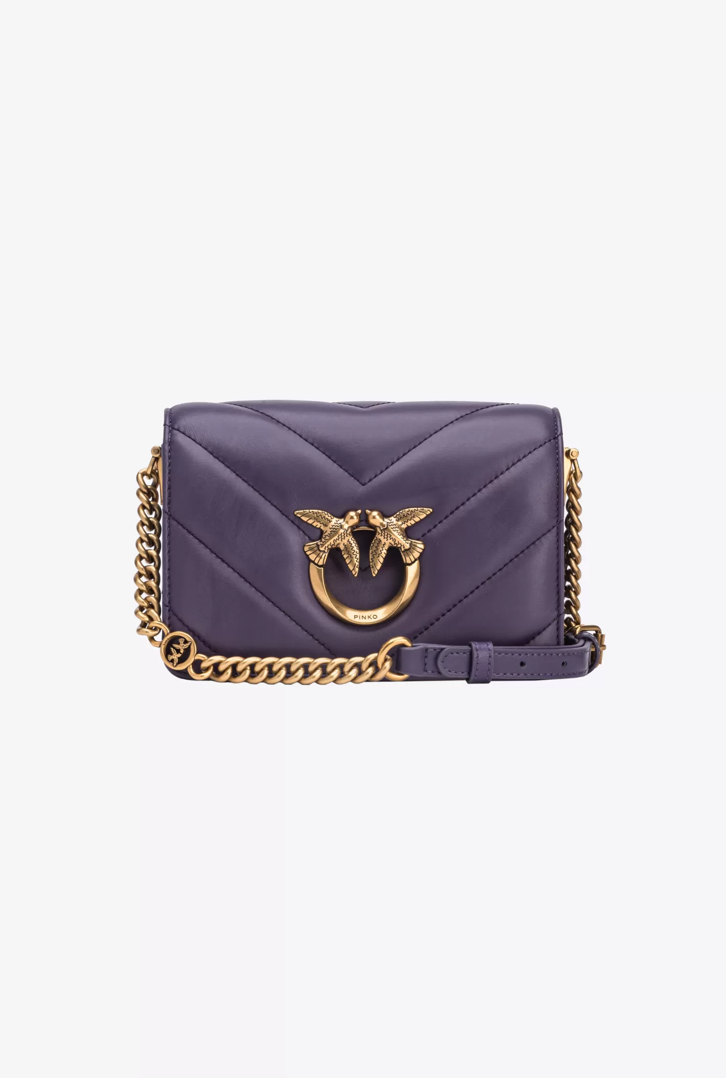 Pinko Mini Love Bag Click Big Chevron VIOLA UVA-ANTIQUE GOLD Cheap