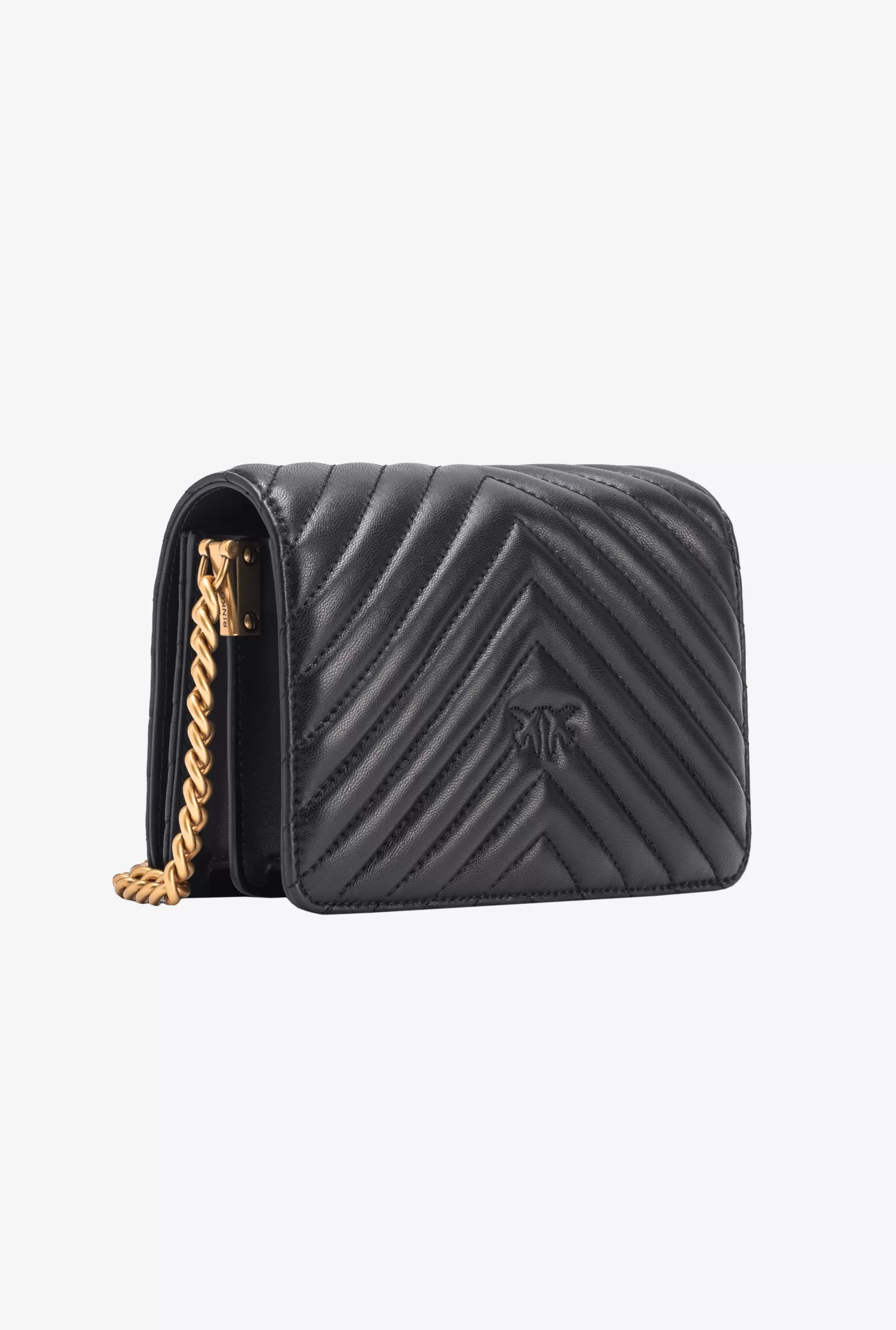 Pinko Mini Love Bag Click Chevron NERO-ANTIQUE GOLD Clearance