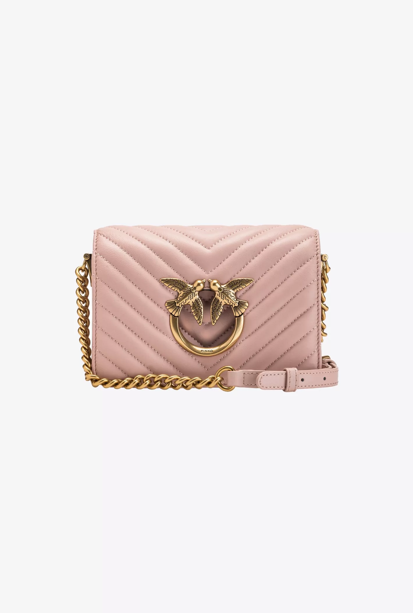 Pinko Mini Love Bag Click Chevron ROSA/POLVERE ROSA-ANTIQUE GOLD Fashion