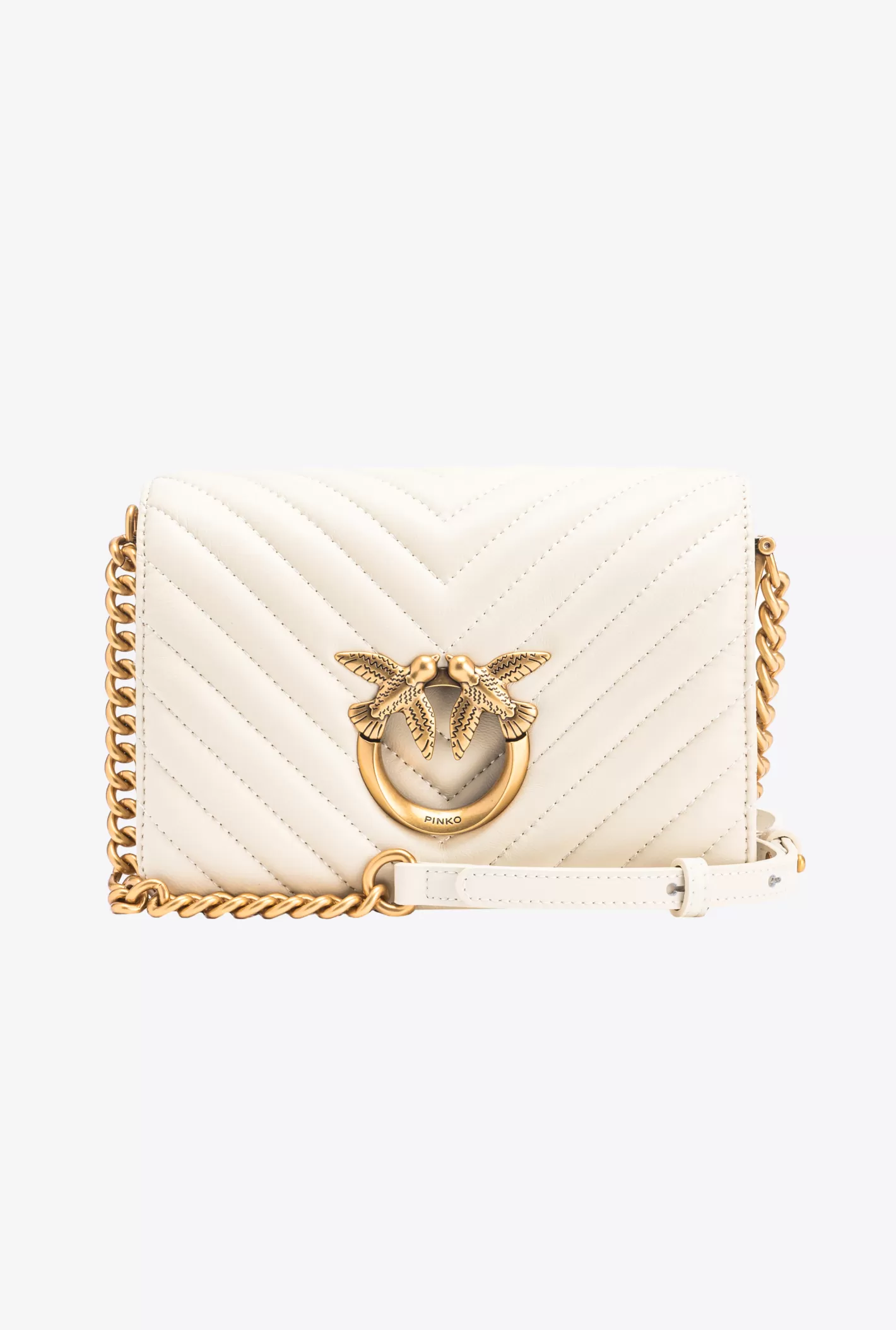 Pinko Mini Love Bag Click Chevron BIANCO+BANCO-ANTIQUE GOLD Cheap