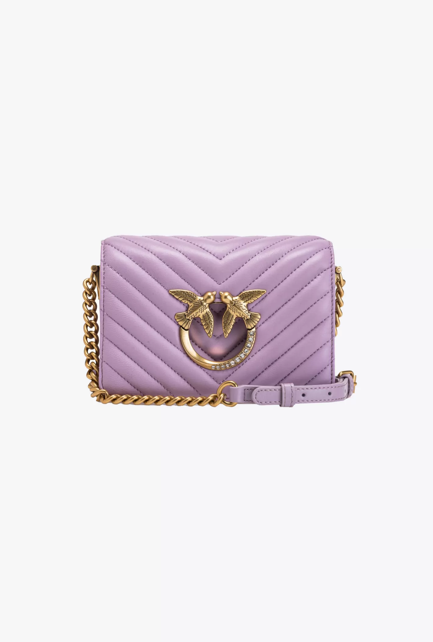 Pinko Mini Love Bag Click Chevron Jewel IRIS-ANTIQUE GOLD Hot