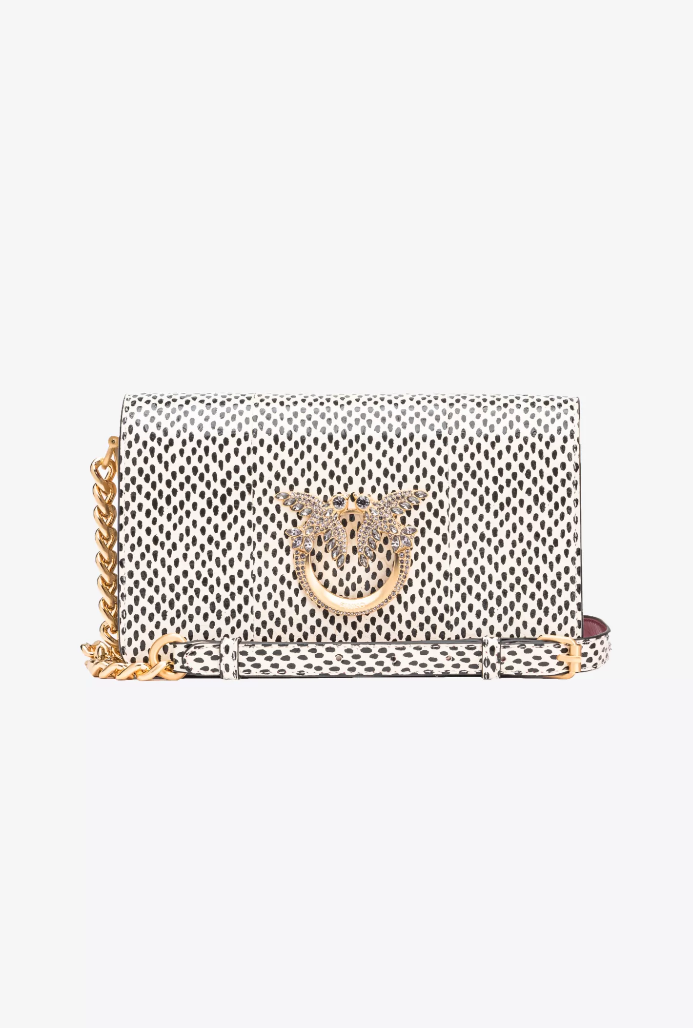 Pinko Mini Love Bag Click rettile stampa pois Galleria BIANCO/NERO-BRUSHED GOLD Outlet