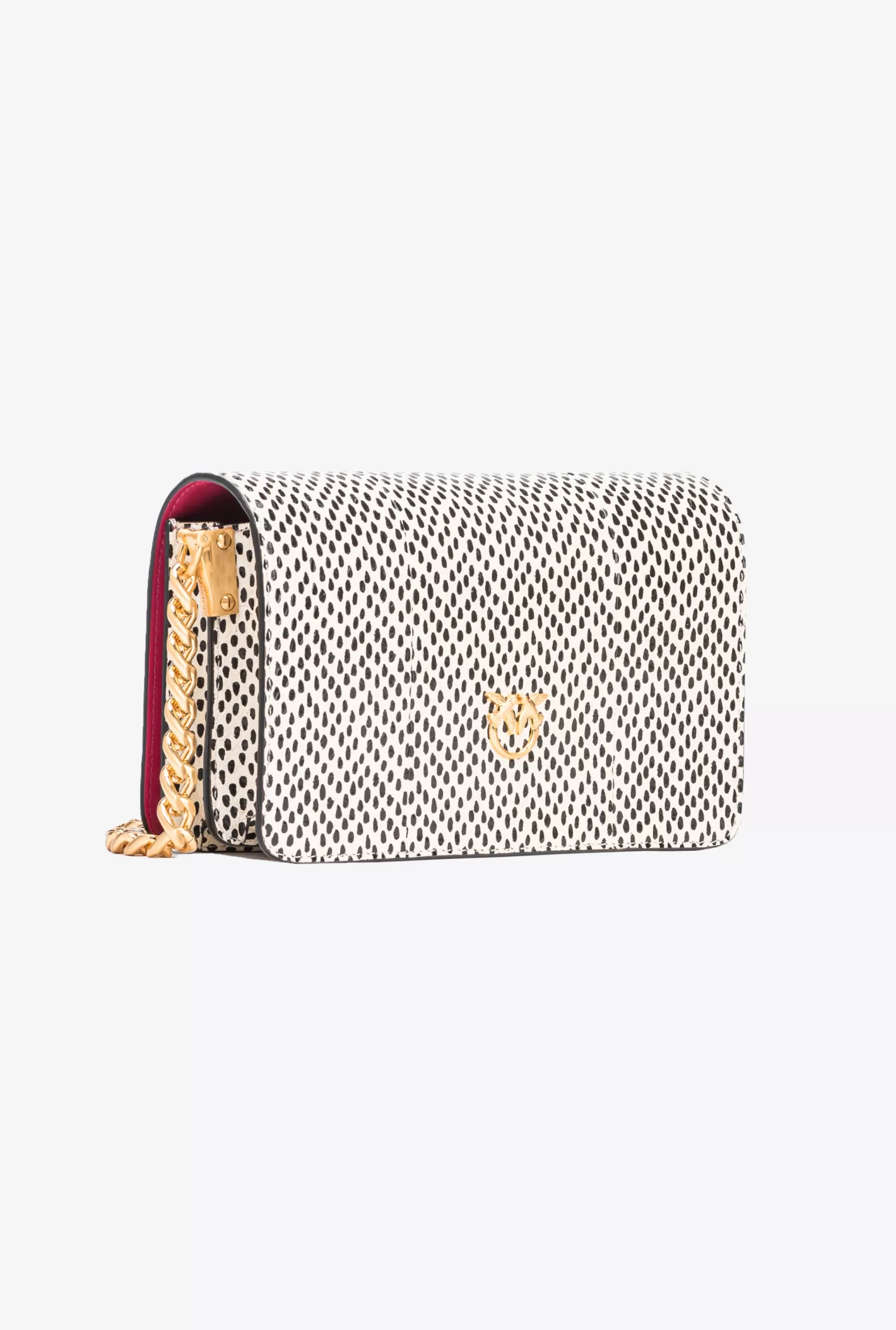 Pinko Mini Love Bag Click rettile stampa pois Galleria BIANCO/NERO-BRUSHED GOLD Outlet