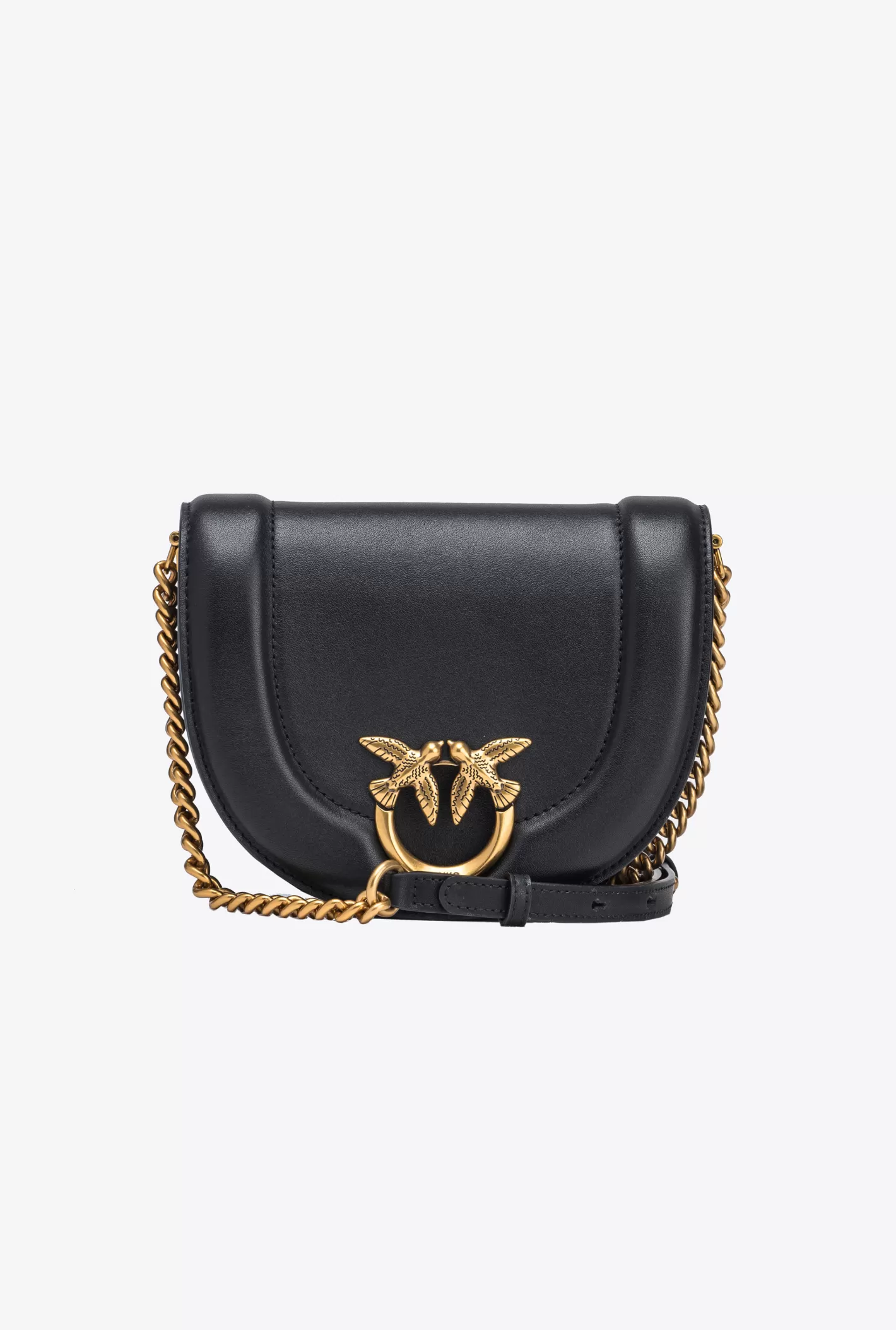 Pinko Mini Love Bag Click Round in pelle NERO-ANTIQUE GOLD Outlet