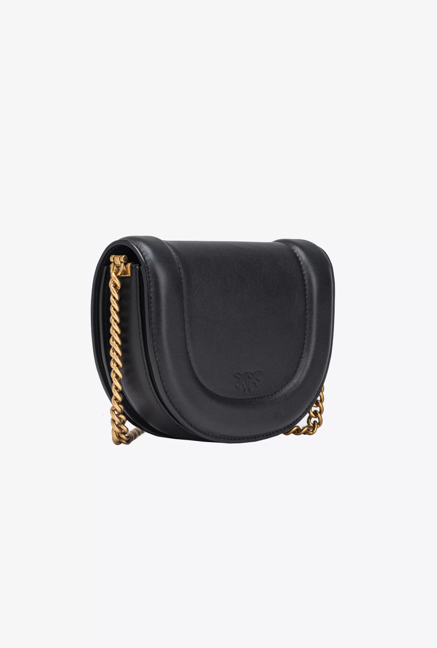 Pinko Mini Love Bag Click Round in pelle NERO-ANTIQUE GOLD Outlet