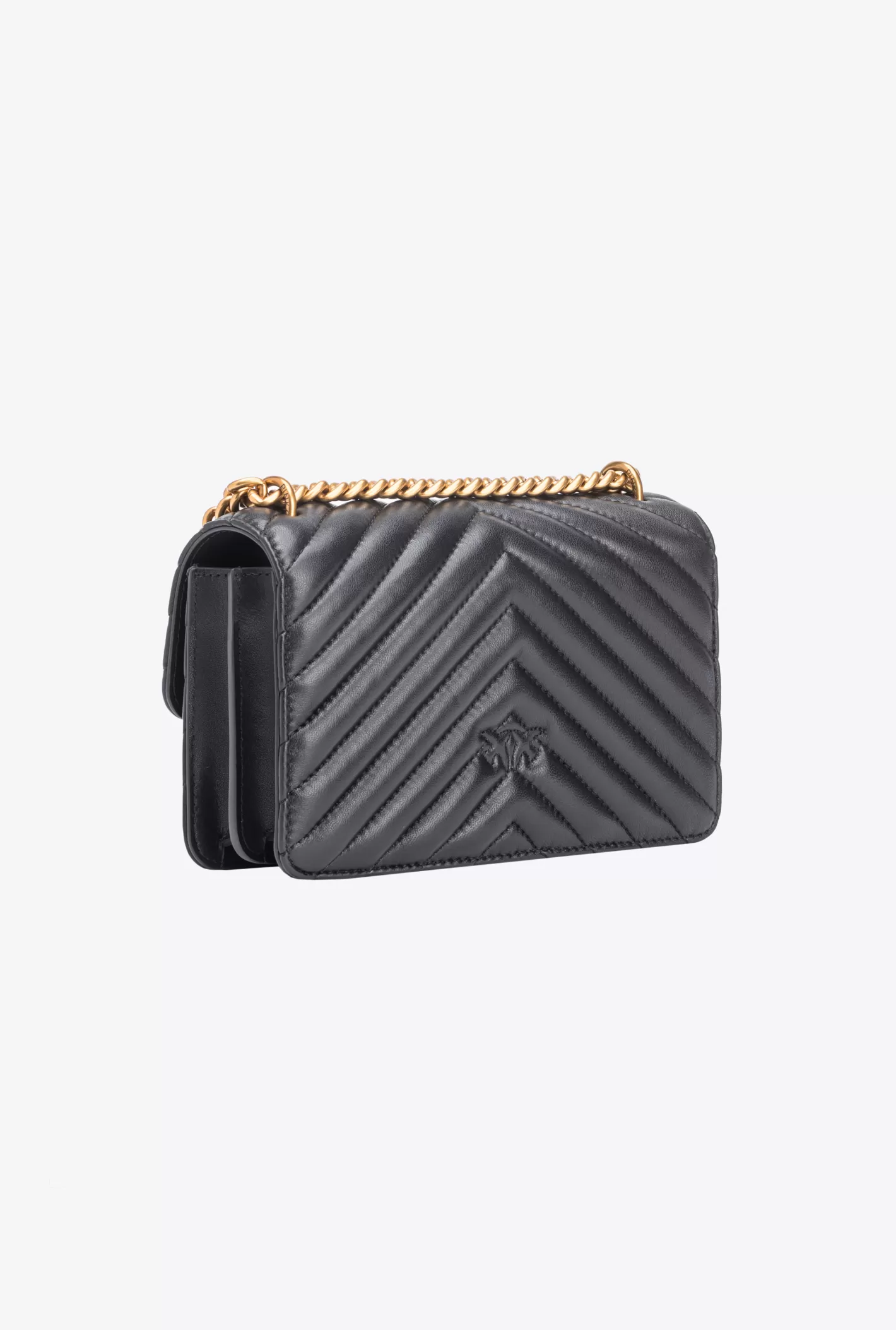 Pinko Mini Love Bag One Chevron Jewel NERO-ANTIQUE GOLD Outlet