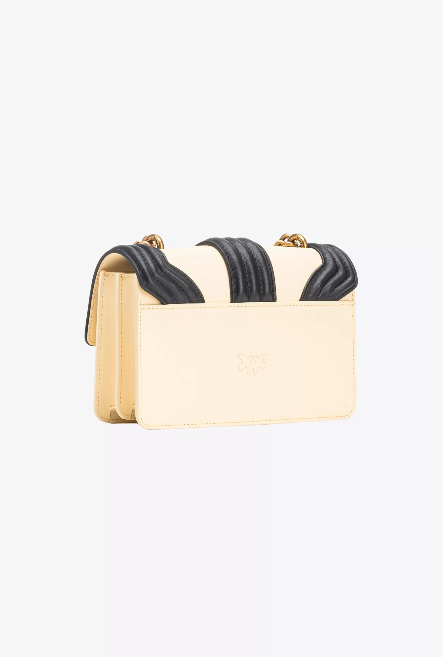 Pinko Mini Love Bag One con profili bombè DOPPIA PANNA-ANTIQUE GOLD Shop