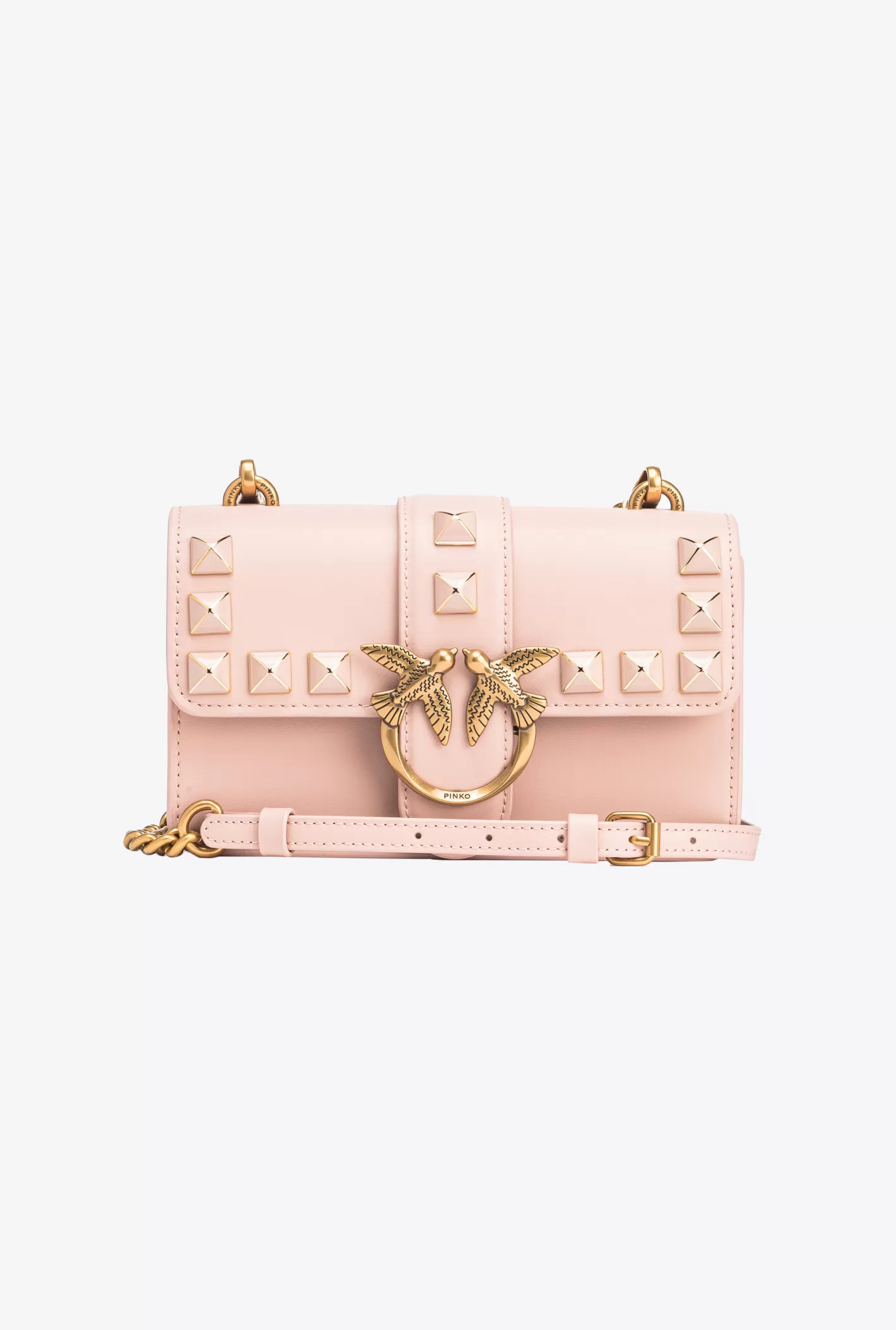 Pinko Mini Love Bag One Painted Studs ROSA/POLVERE ROSA-ANTIQUE GOLD Discount