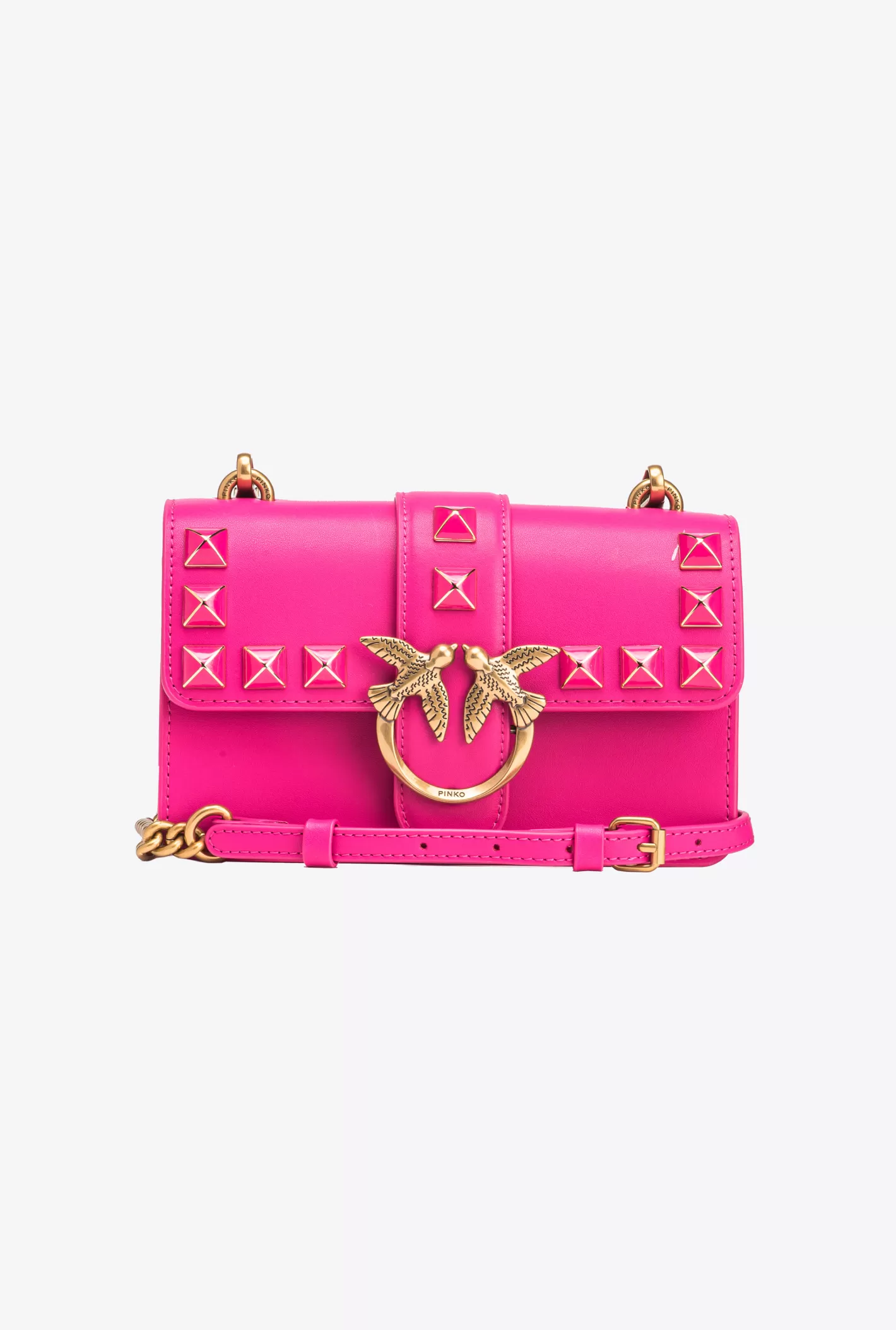 Pinko Mini Love Bag One Painted Studs PINK PINKO-ANTIQUE GOLD Cheap