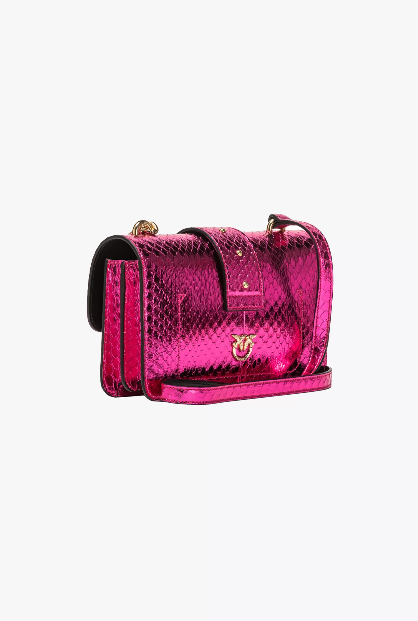 Pinko Mini Love Bag One rettile laminato Galleria FUXIA-SHINY GOLD Clearance