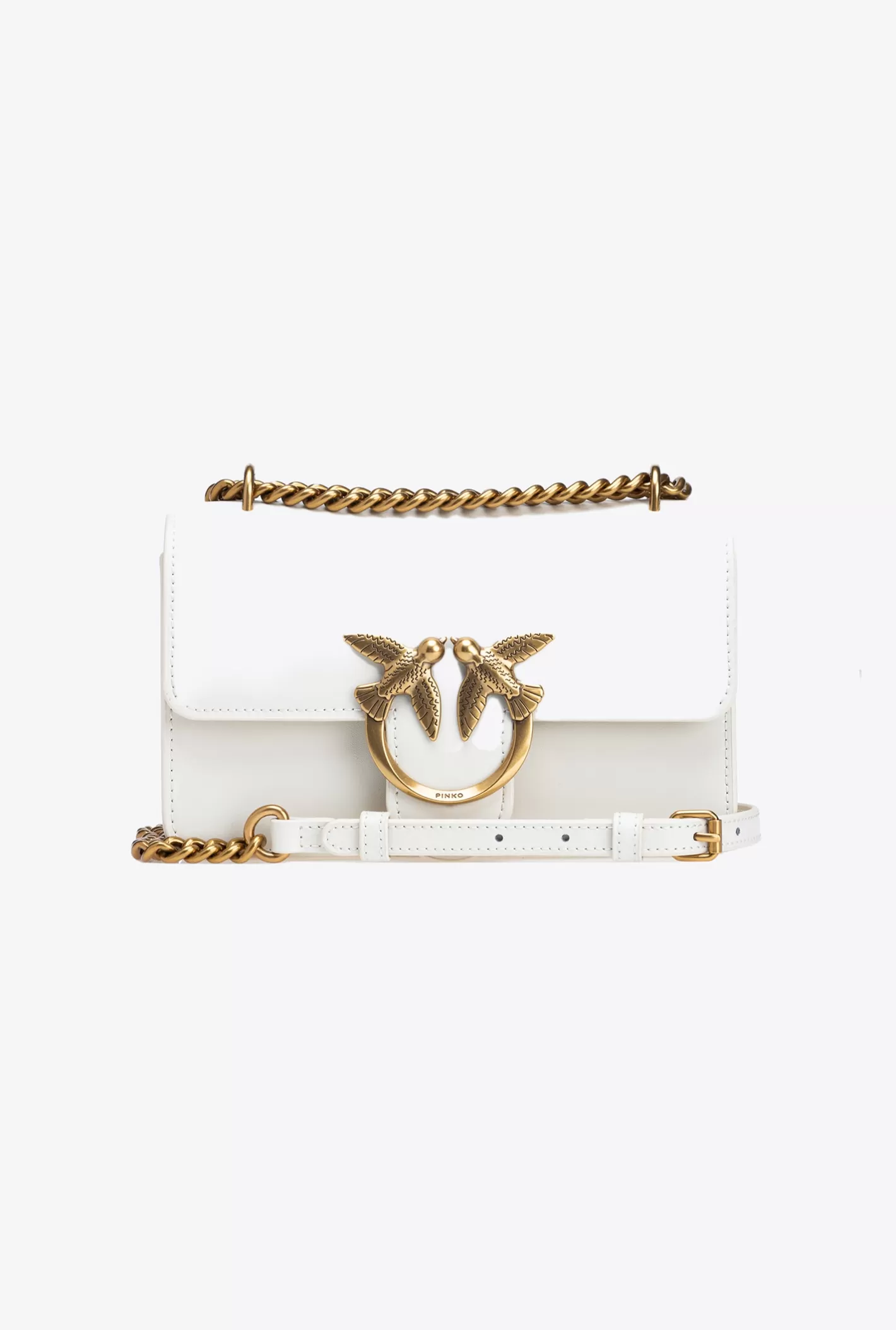 Pinko Mini Love Bag One Simply BIANCO+BANCO-ANTIQUE GOLD Fashion