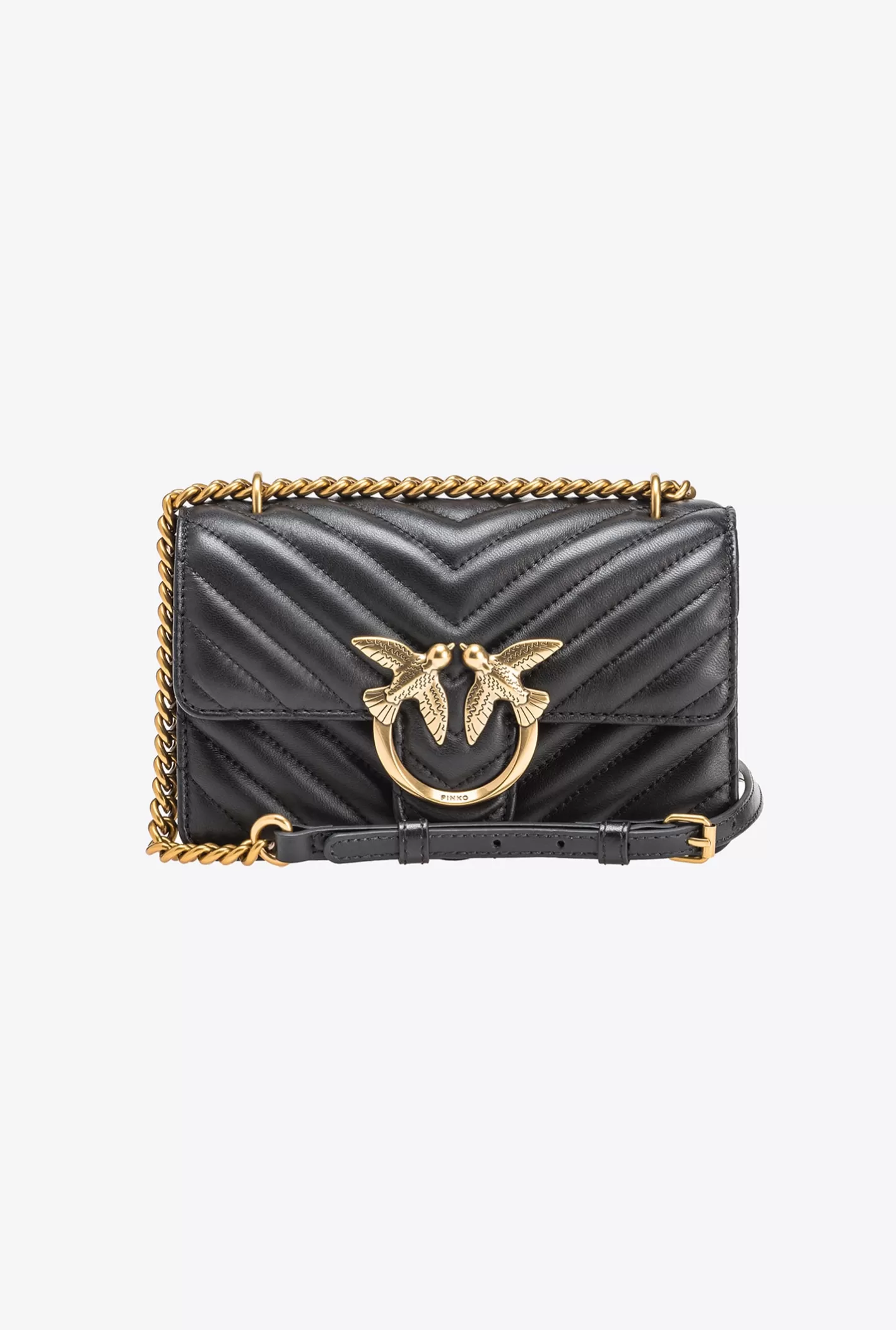 Pinko Mini Love Bag One Simply NERO-ANTIQUE GOLD Sale