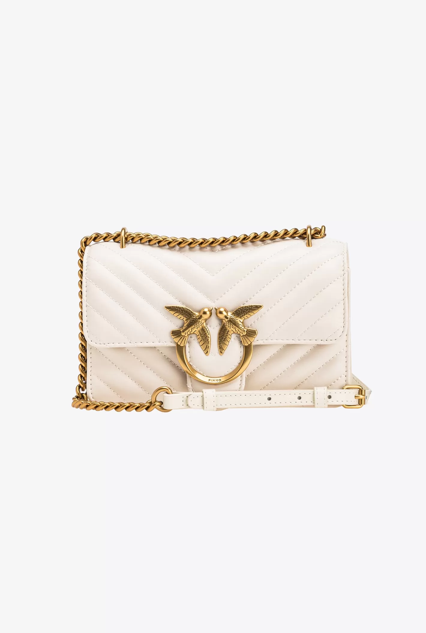 Pinko Mini Love Bag One Simply BIANCO+BANCO-ANTIQUE GOLD Cheap