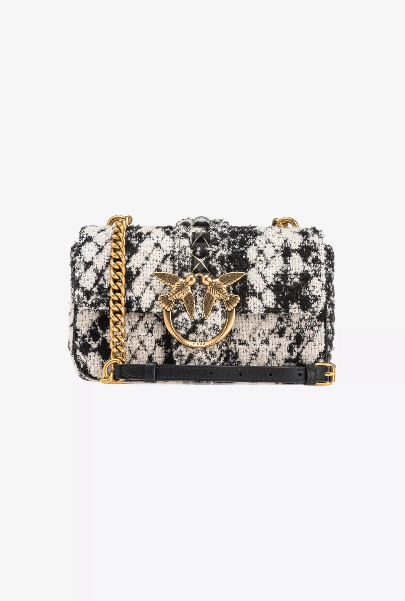 Pinko Mini Love Bag One snake jacquard BIANCO/NERO-ANTIQUE GOLD Discount