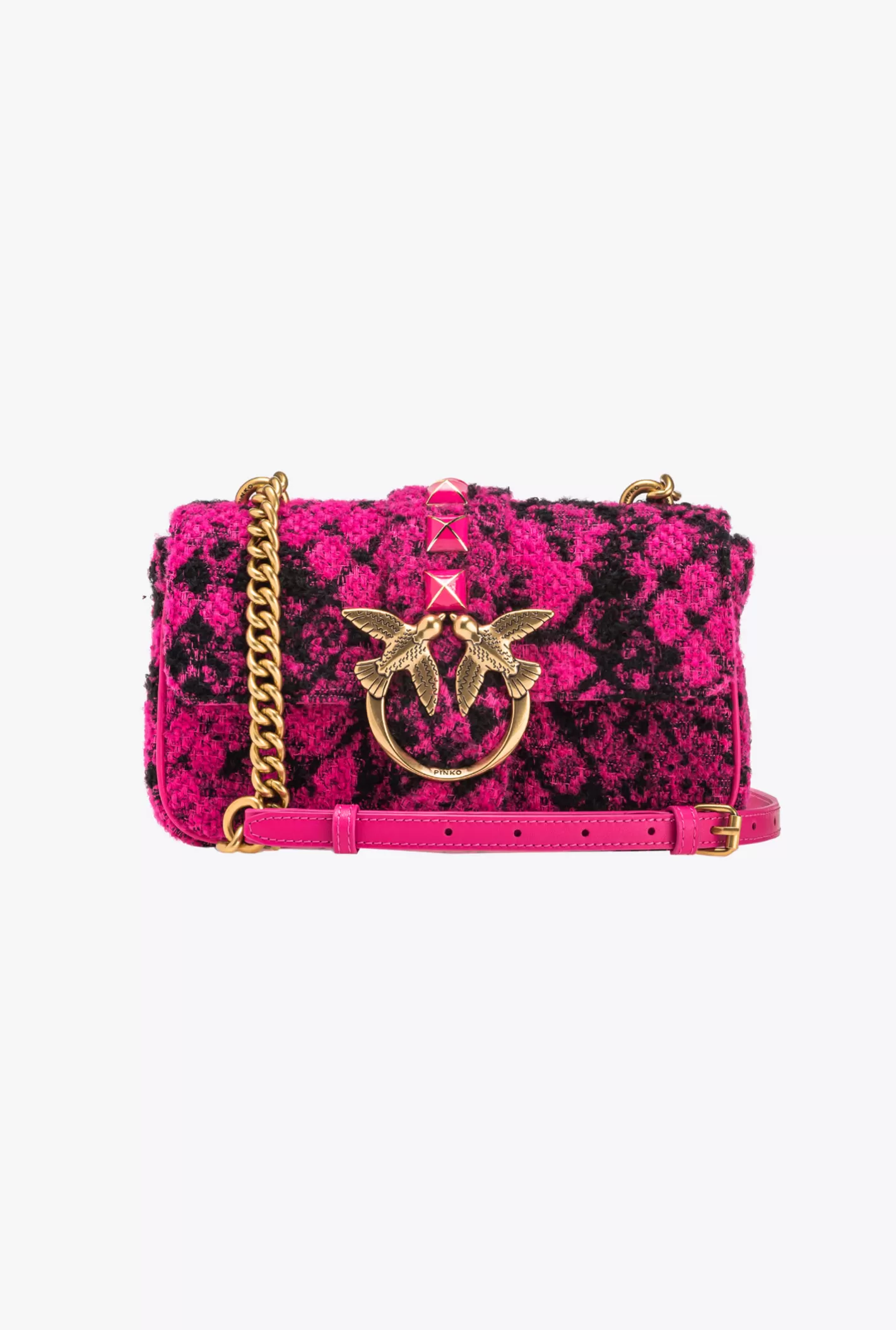 Pinko Mini Love Bag One snake jacquard FUXIA/NERO-ANTIQUE GOLD Cheap