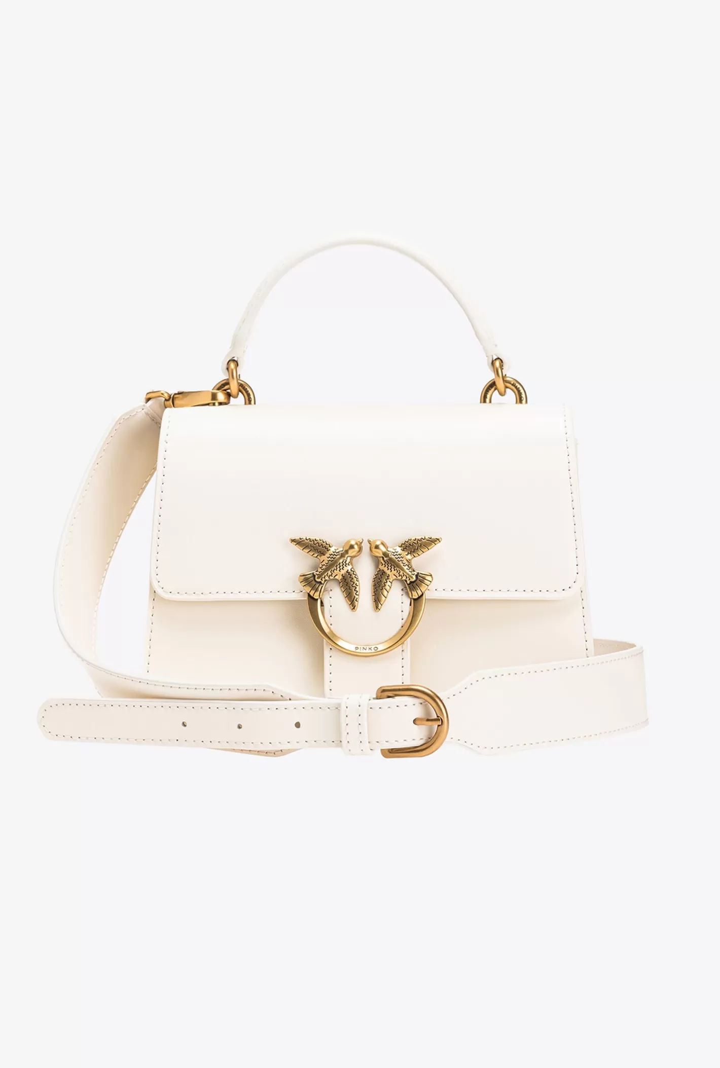 Pinko Mini Love Bag One Top Handle Light Simply BIANCO+BANCO-ANTIQUE GOLD Hot