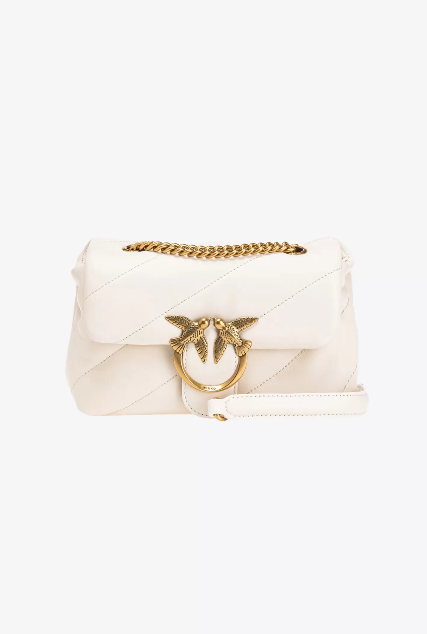 Pinko Mini Love Bag Puff Maxi Quilt BIANCO+BANCO-ANTIQUE GOLD Best Sale