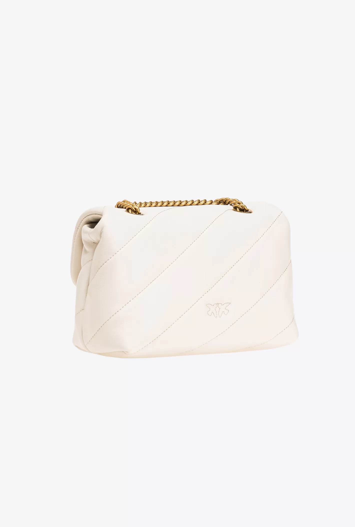 Pinko Mini Love Bag Puff Maxi Quilt BIANCO+BANCO-ANTIQUE GOLD Best Sale