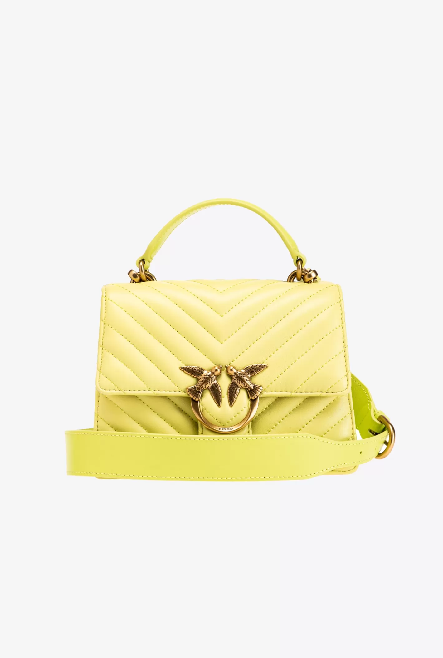 Pinko Mini Love Bag Top Handle Light Chevron GIALLO CEDRO-ANTIQUE GOLD Discount