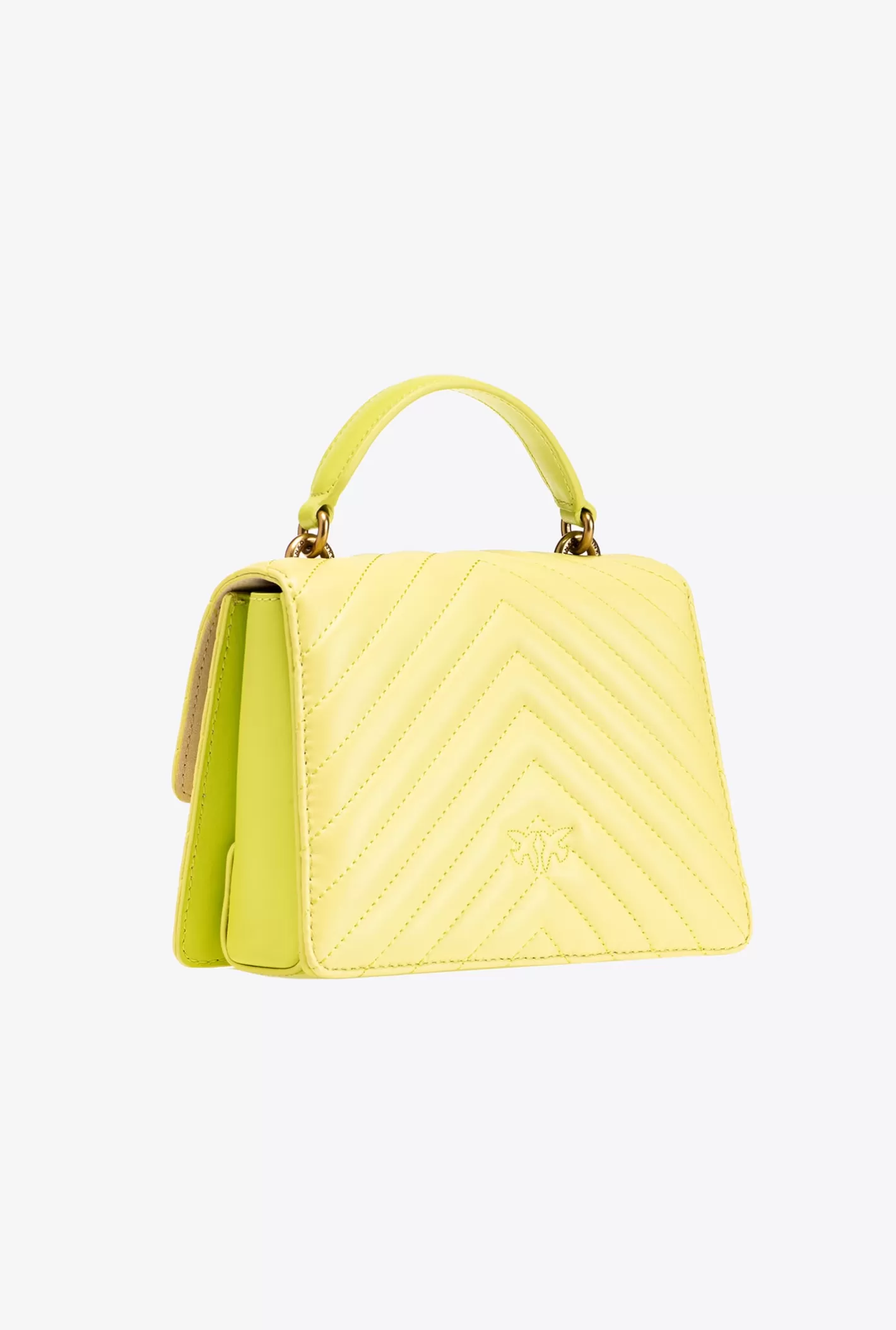 Pinko Mini Love Bag Top Handle Light Chevron GIALLO CEDRO-ANTIQUE GOLD Discount