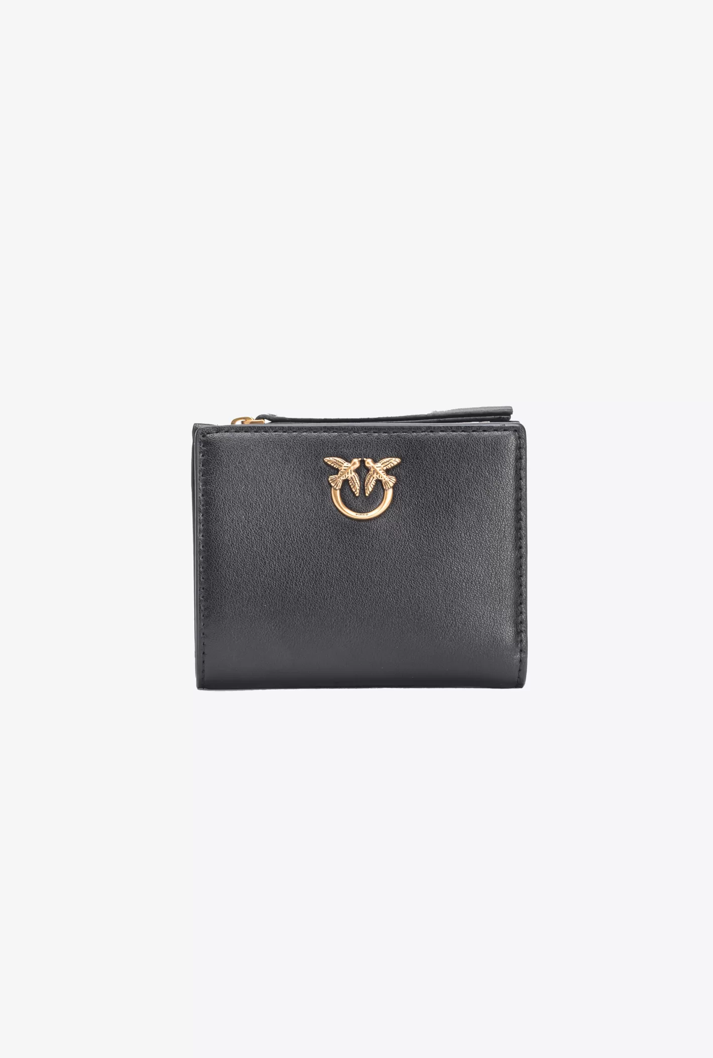 Pinko Mini portafoglio in pelle NERO-ANTIQUE GOLD Flash Sale