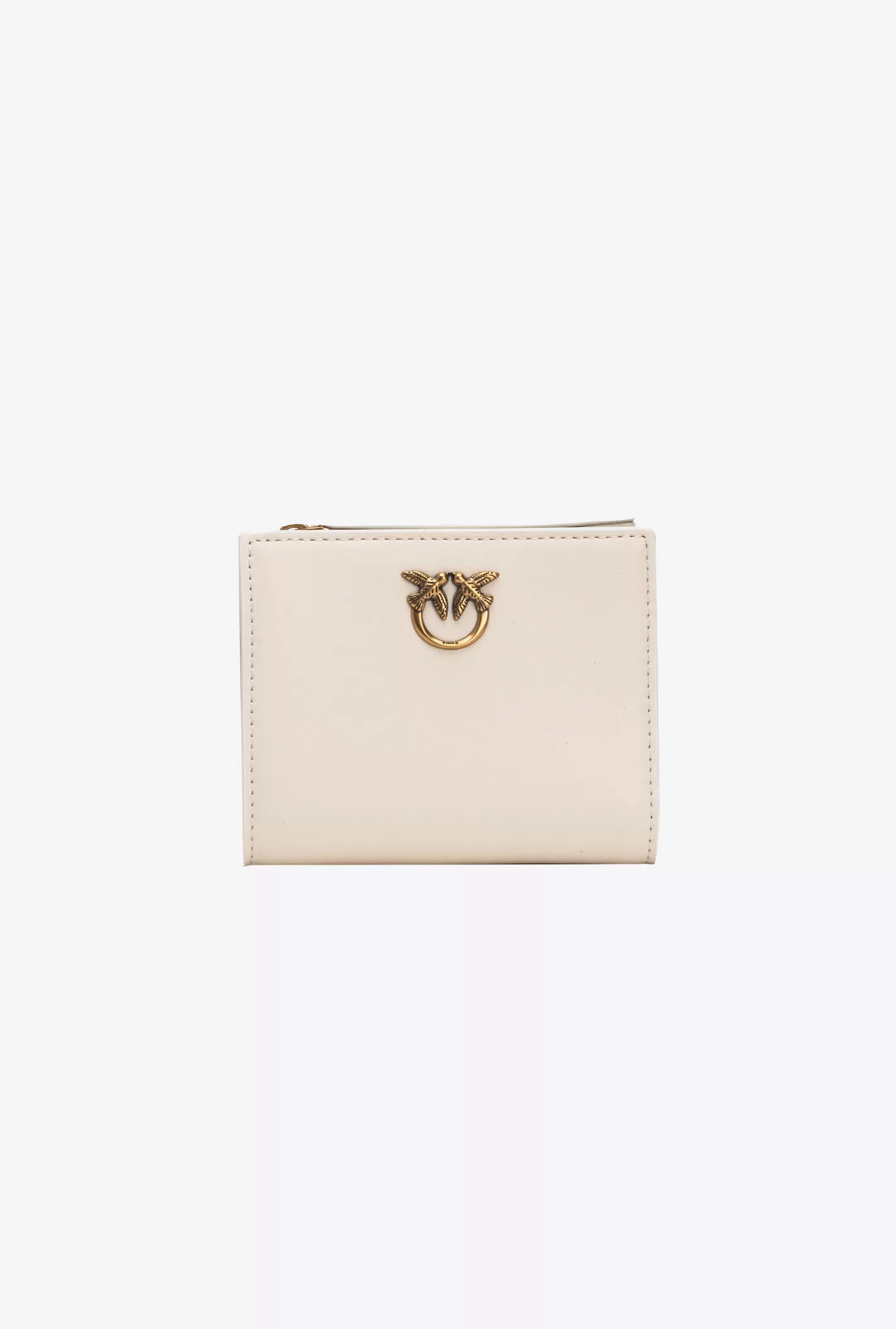 Pinko Mini portafoglio in pelle BIANCO+BANCO-ANTIQUE GOLD Discount