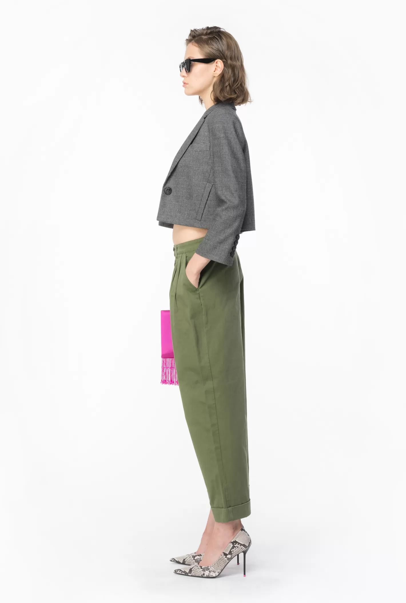 Pinko Pantaloni ampi gabardina VERDE CIPRESSO Cheap