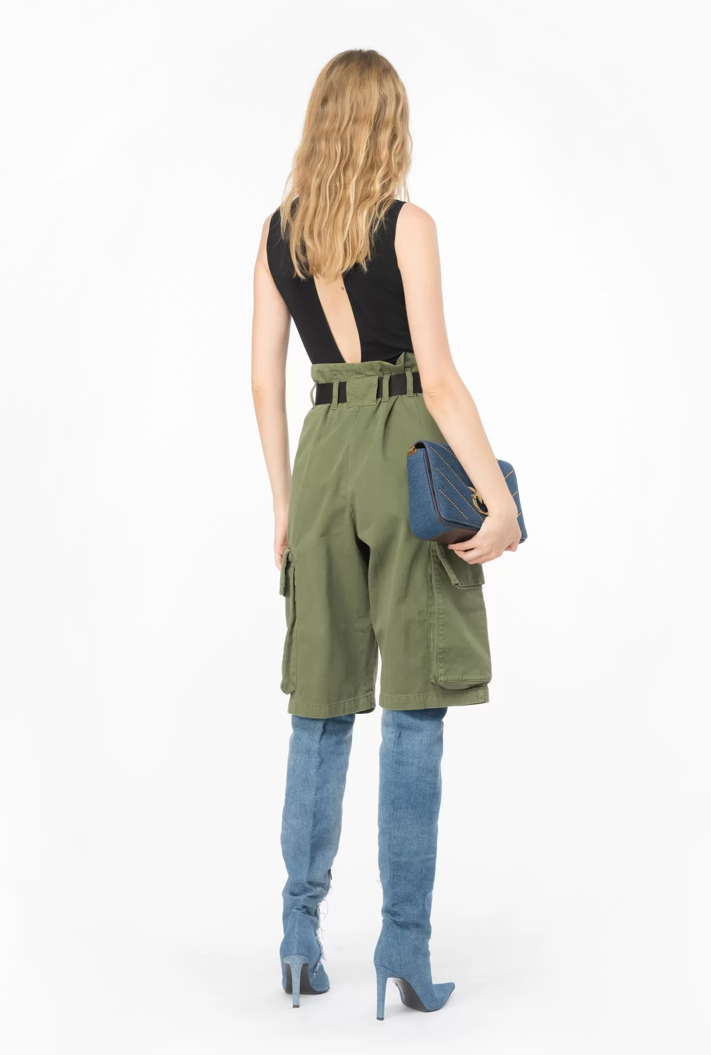 Pinko Pantaloni bermuda cargo VERDE CIPRESSO Cheap