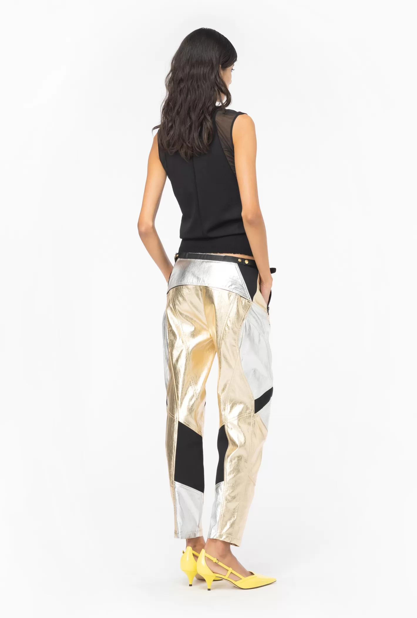 Pinko Pantaloni biker laminati MULTICOLOR ORO/ARGENTO Store