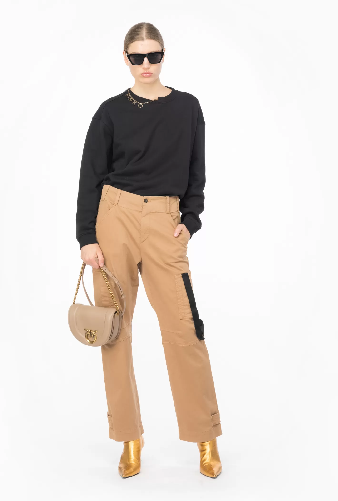 Pinko Pantaloni cargo con nastro CAMMELLO MOCACCINO Shop