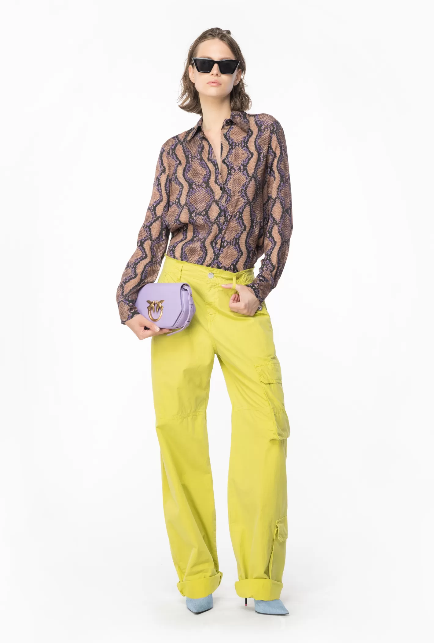 Pinko Pantaloni cargo cotone color CEDRO SCURO Outlet