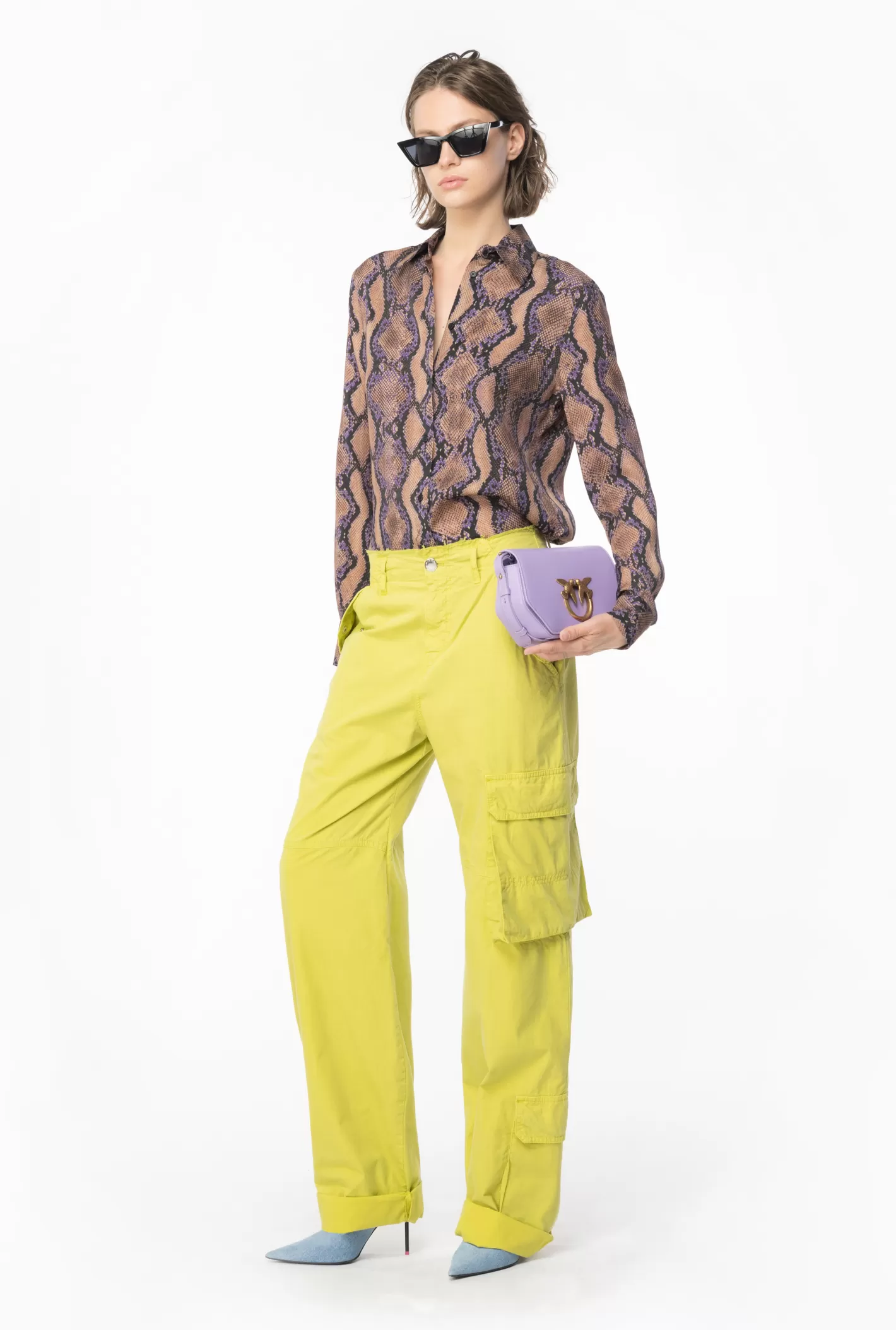 Pinko Pantaloni cargo cotone color CEDRO SCURO Outlet