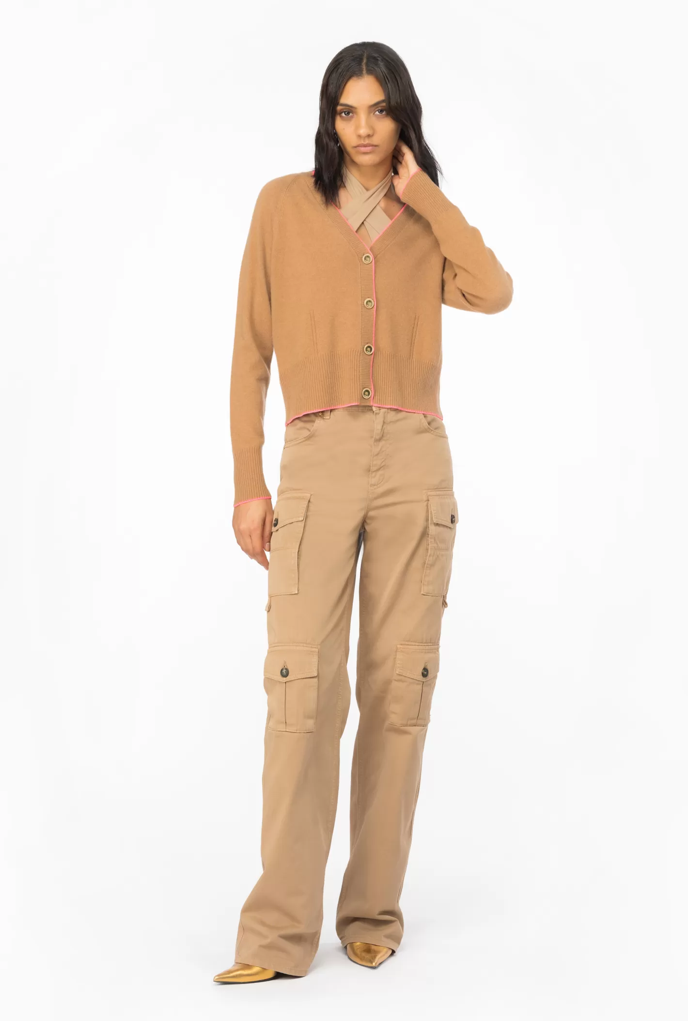 Pinko Pantaloni cargo gabardina CAMMELLO MOCACCINO Flash Sale