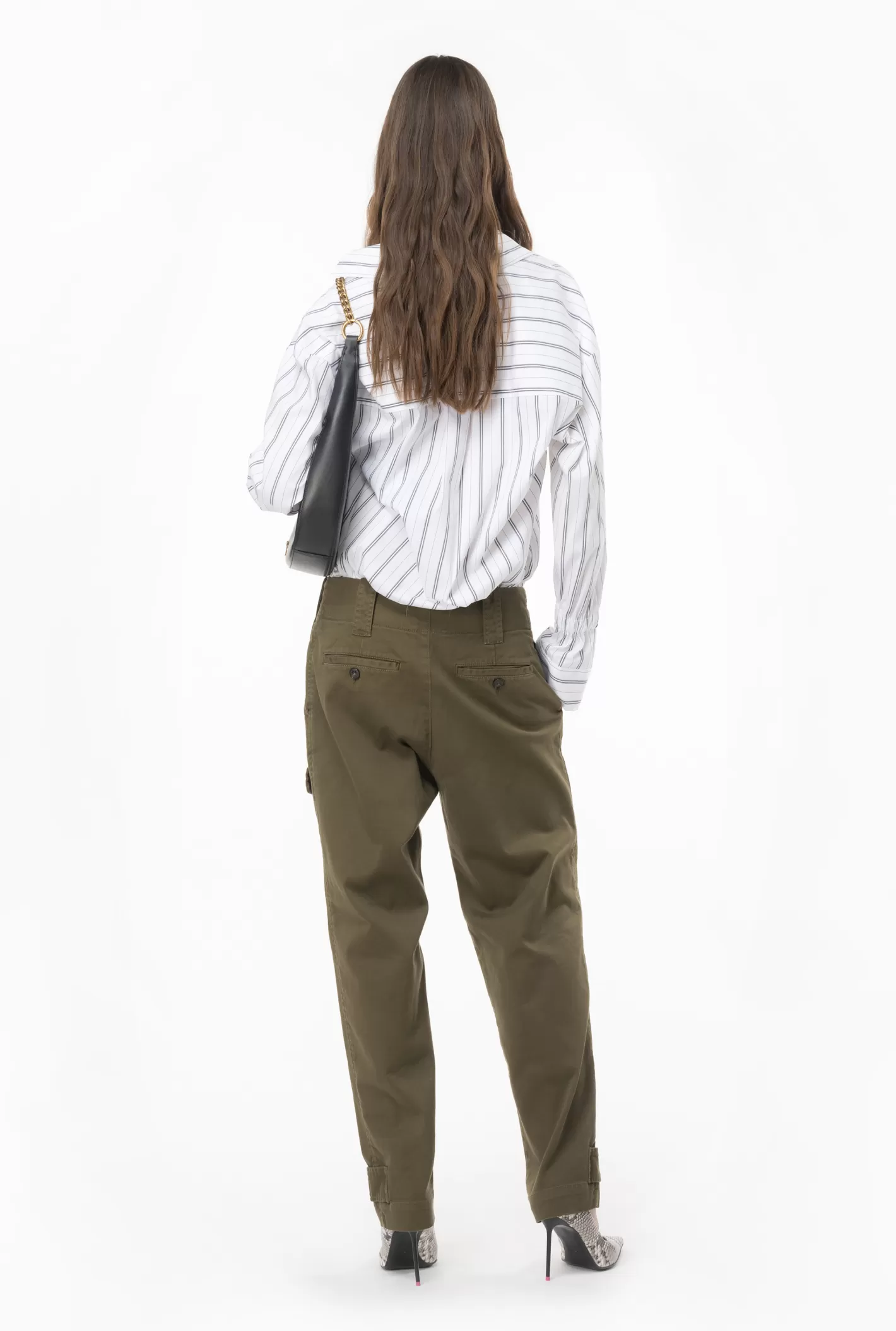 Pinko Pantaloni cargo in cotone VERDE OLIVA  SCURO Store