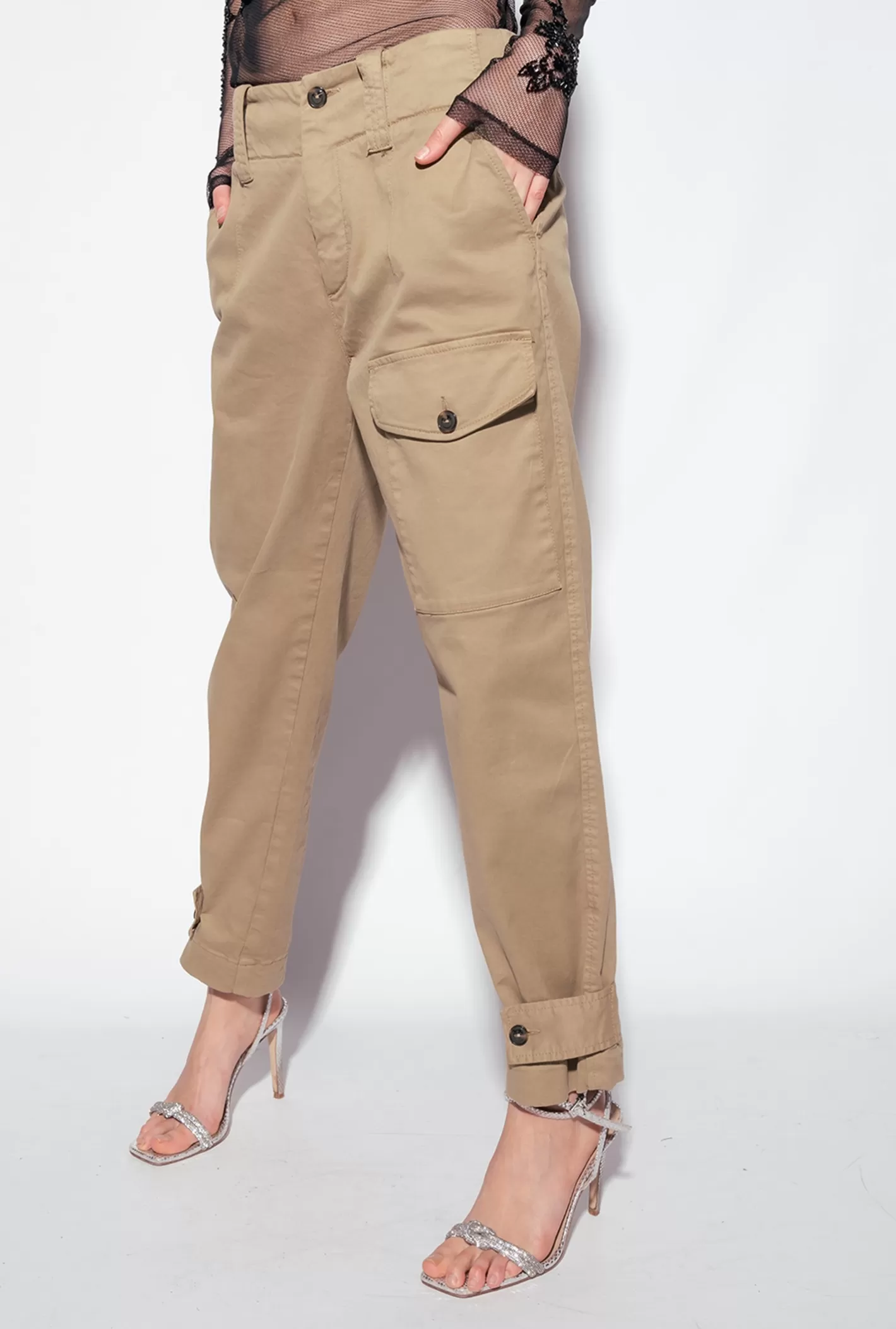 Pinko Pantaloni cargo in cotone MARRONE LEGNO D'OLMO Cheap