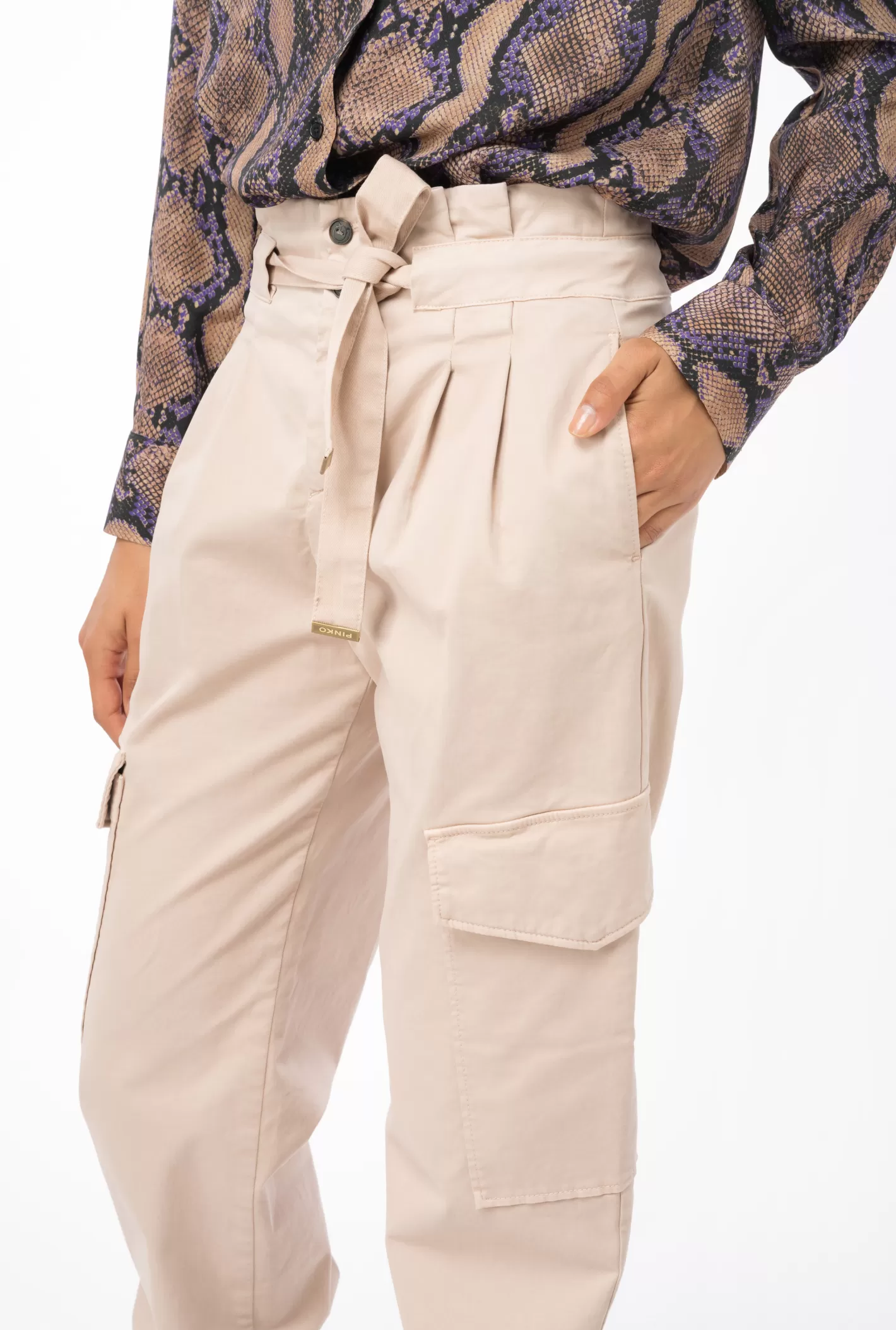 Pinko Pantaloni cargo in raso stretch NUDO - BABY Store