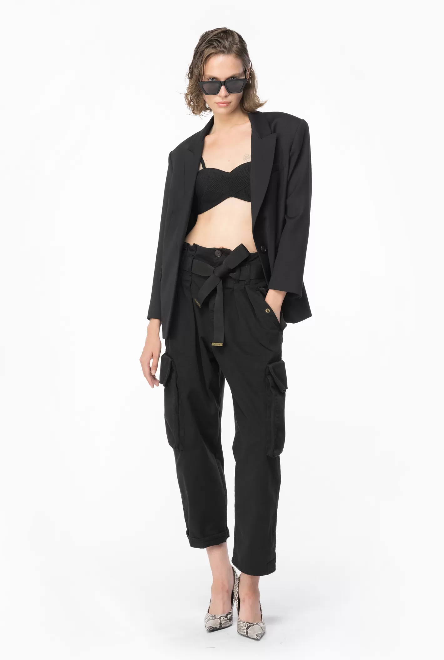 Pinko Pantaloni cargo oversize NERO CAVIALE Best