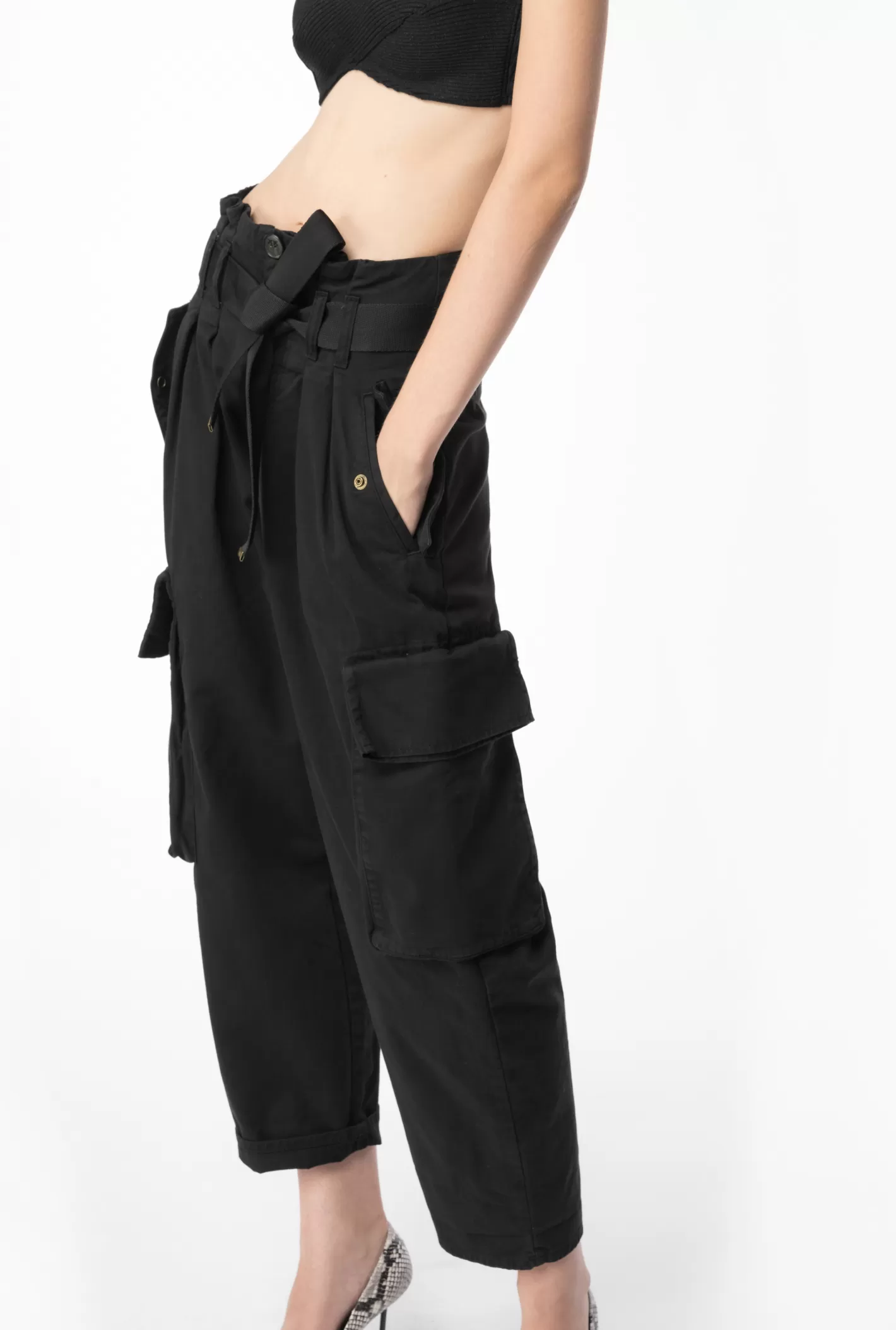 Pinko Pantaloni cargo oversize NERO CAVIALE Best