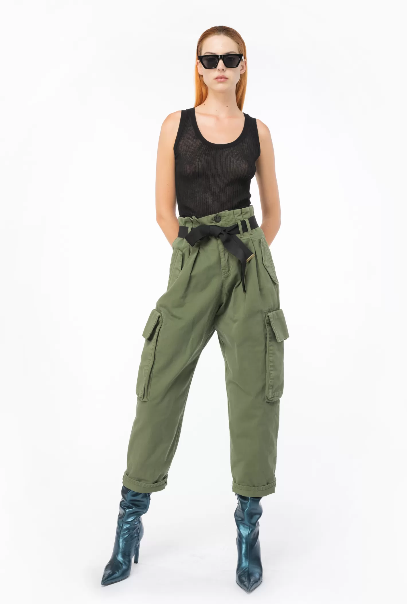 Pinko Pantaloni cargo oversize VERDE CIPRESSO Fashion