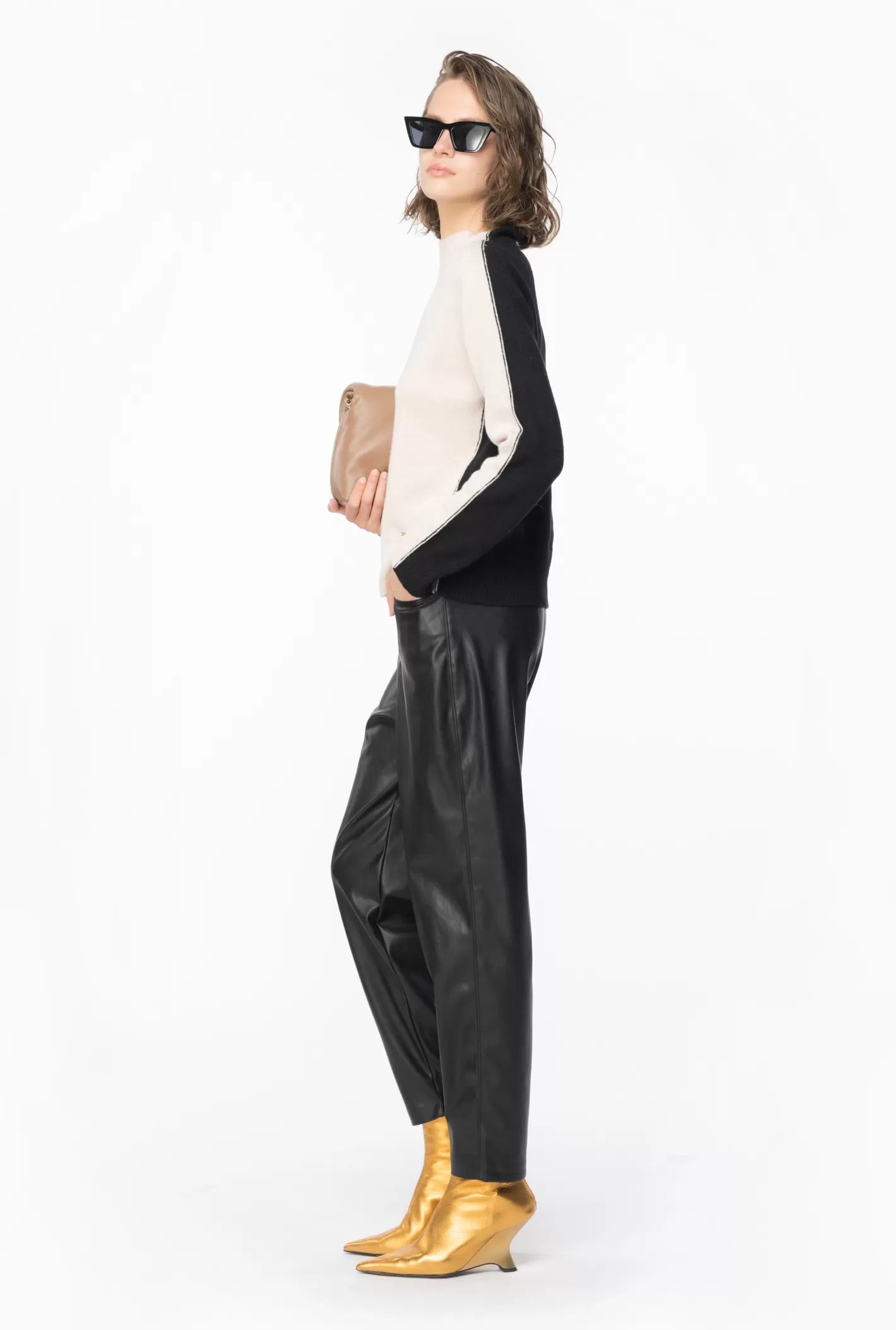 Pinko Pantaloni carrot effetto pelle NERO LIMOUSINE Clearance