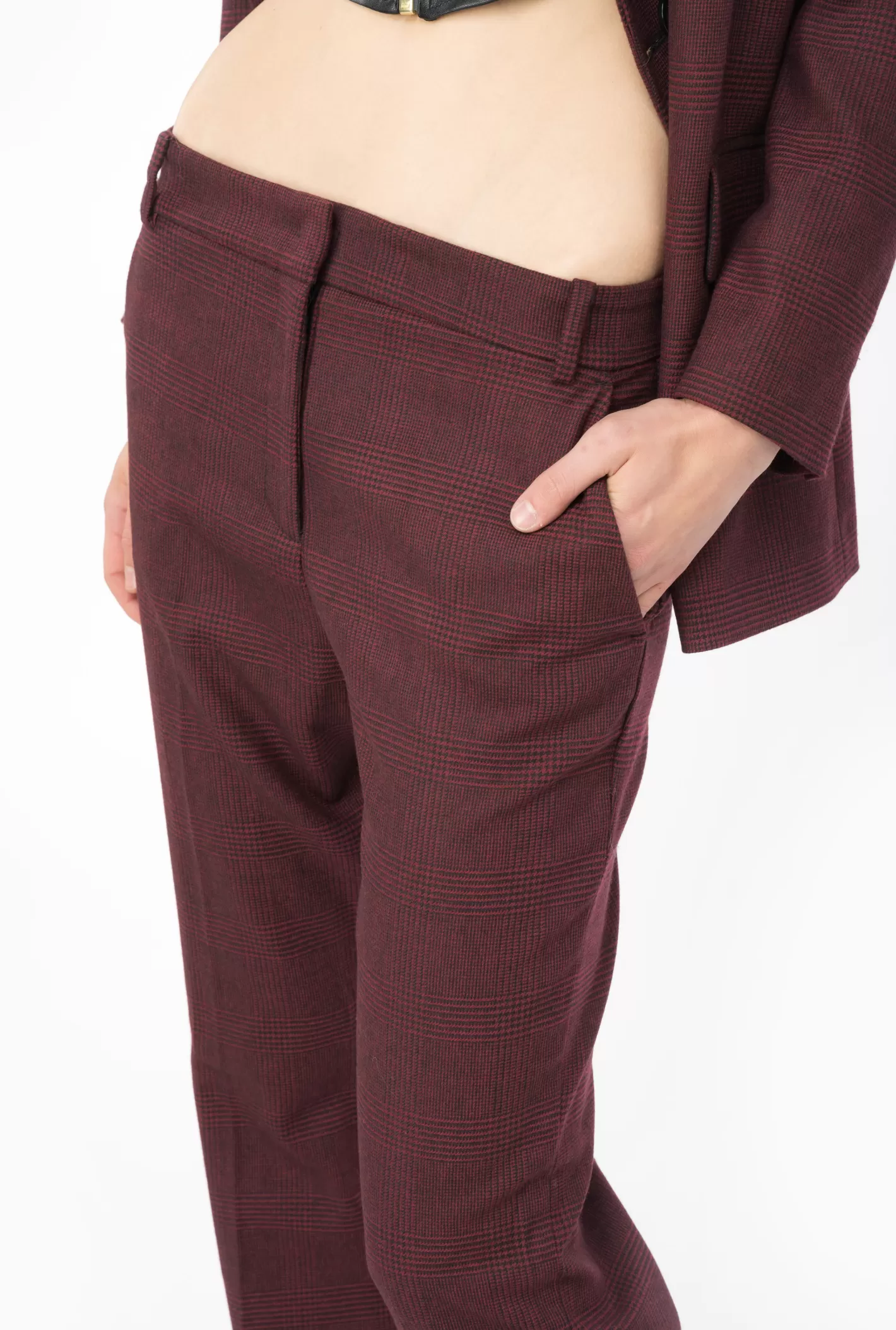 Pinko Pantaloni flanella Principe di Galles BORDEAUX/NERO Cheap